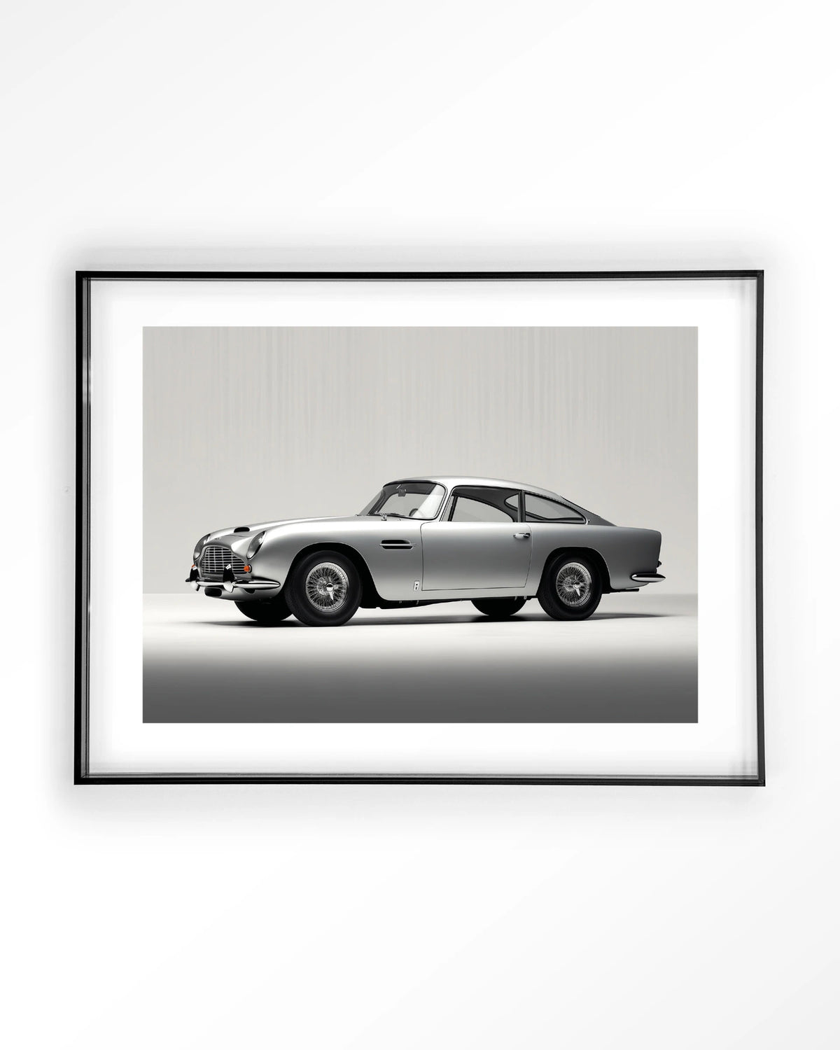 Silver Ride – zilveren klassieke sportwagen – Art print – Acryl zwart