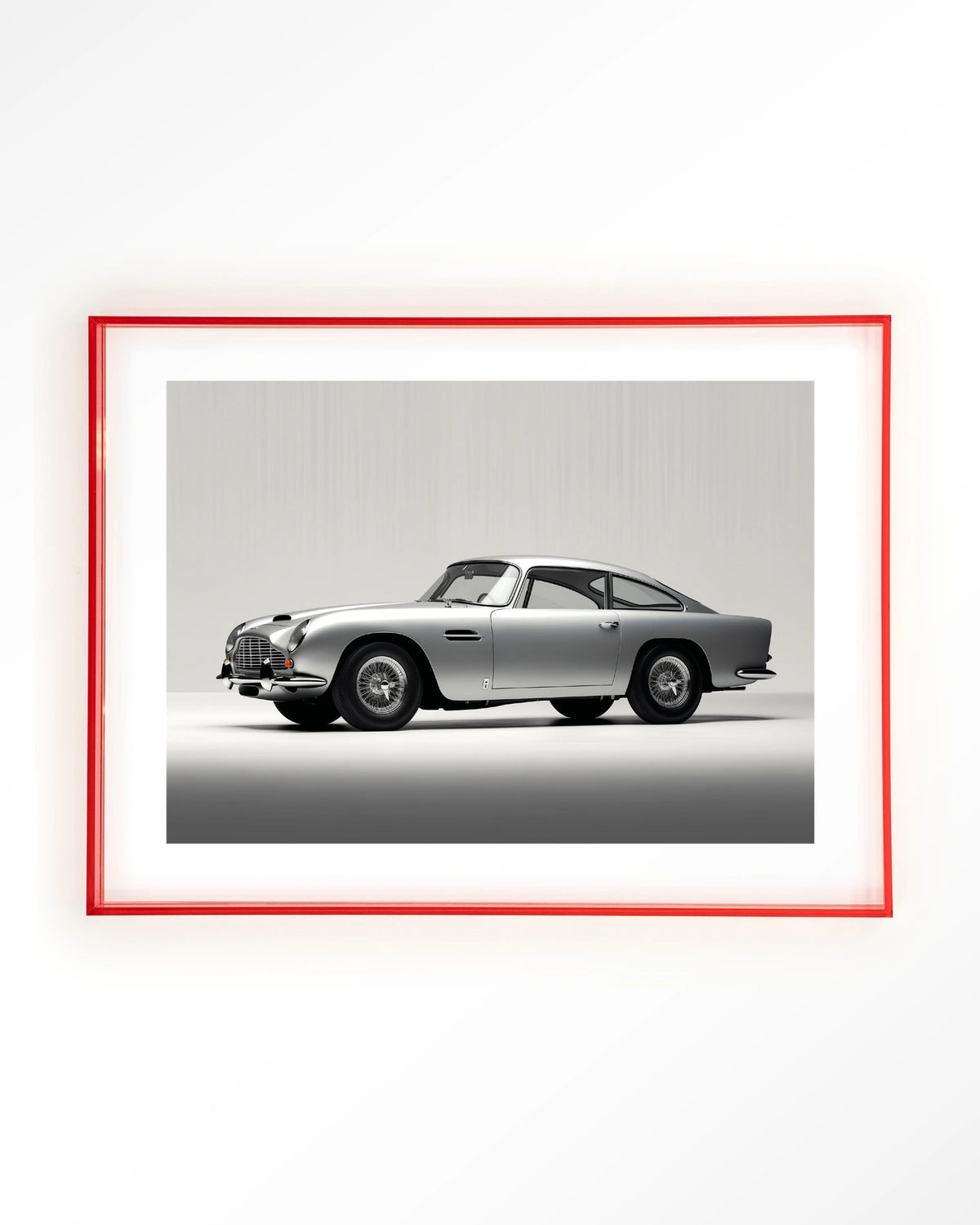 Silver Ride – zilveren klassieke sportwagen – Art print – Acryl roze