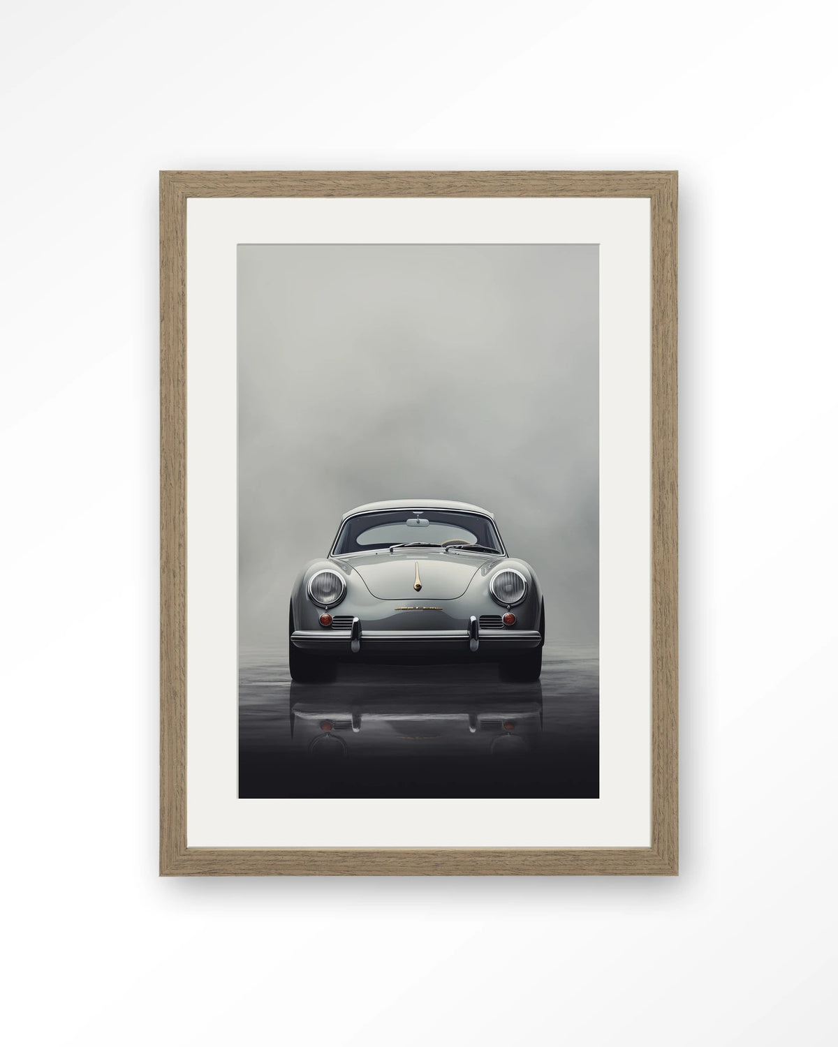 Smokey Car – Art print – Hout bruin + passe-partout