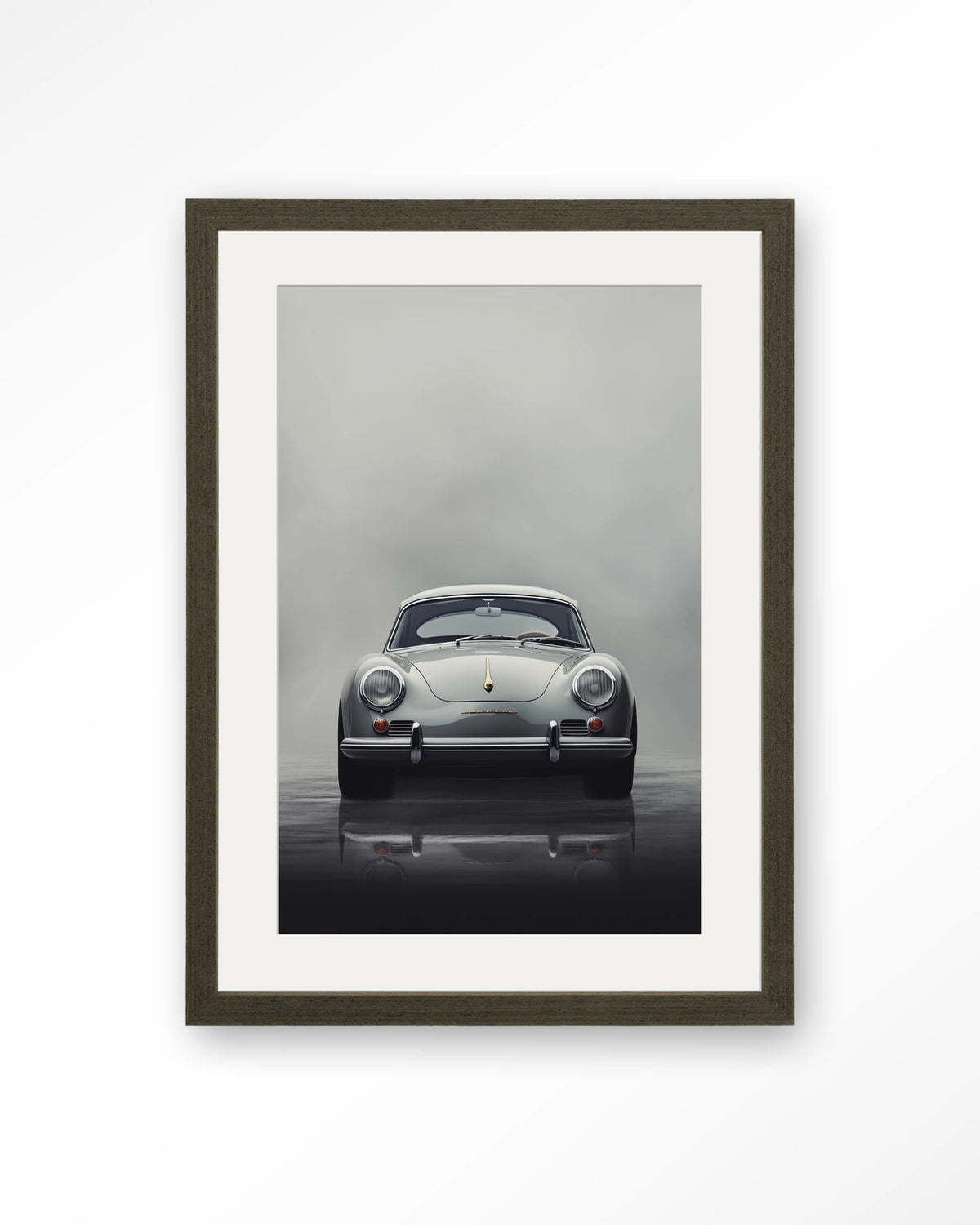 Smokey Car – Art print – Hout donkerbruin + passe-partout