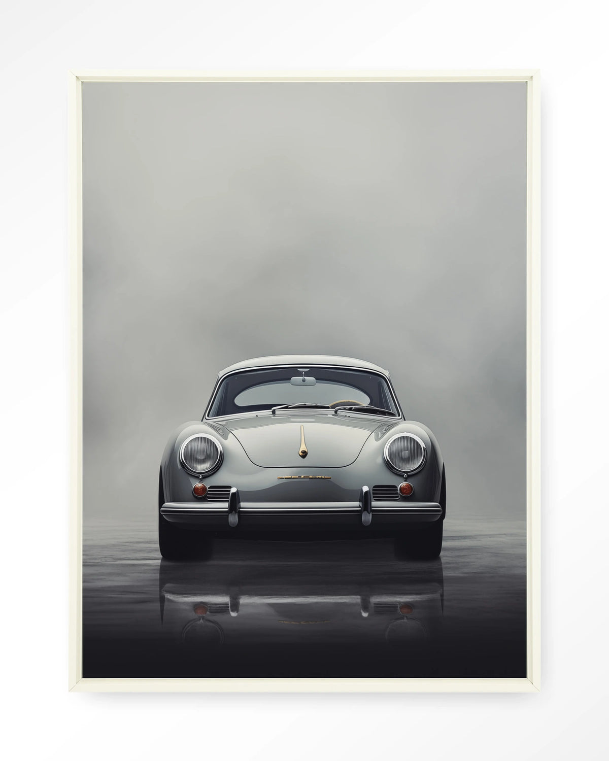 Smokey Car – Wandkleed – Floating frame – wit
