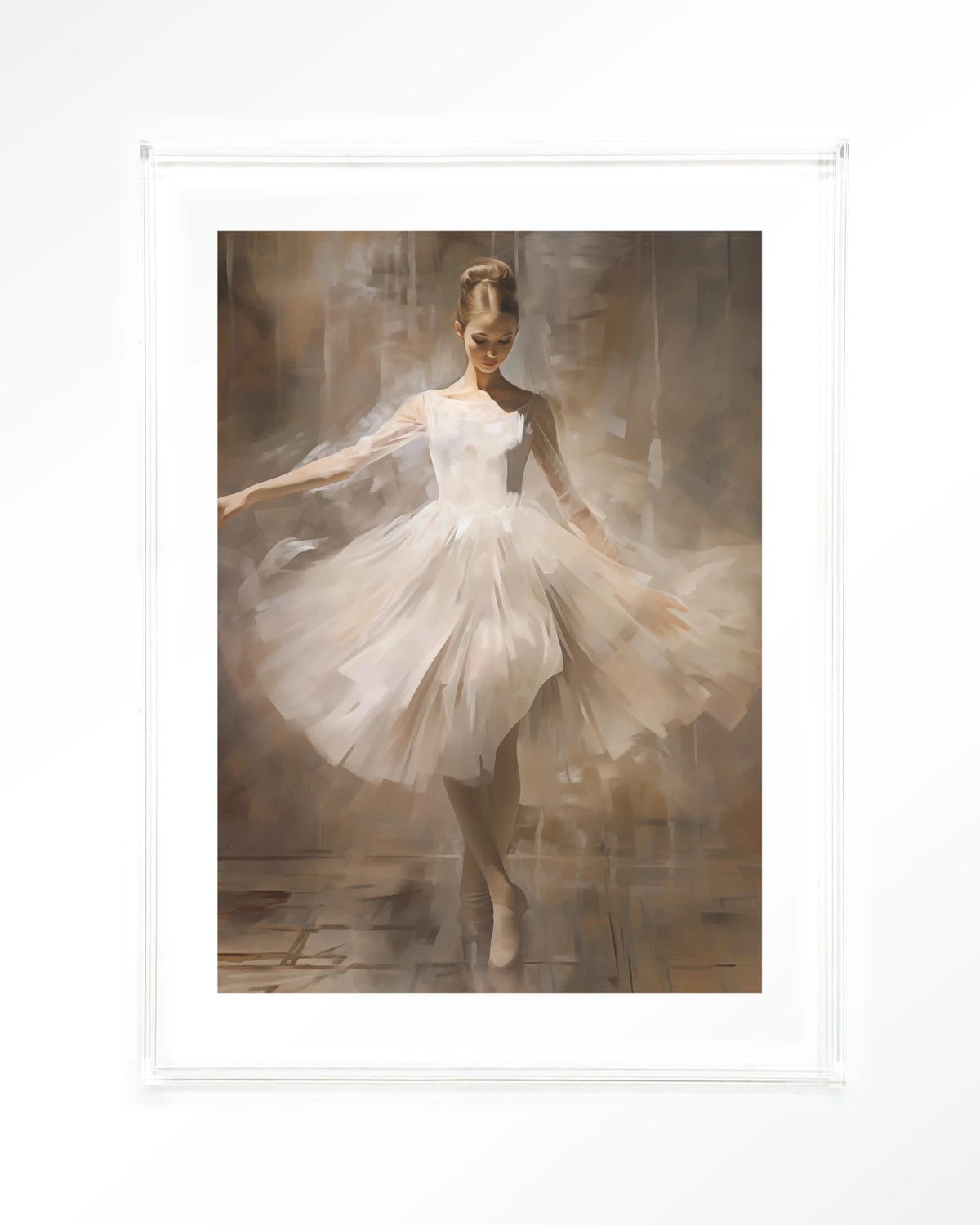 Dancing Ballerina – ballerina in witte tutu – Art print – Acryl doorzichtig