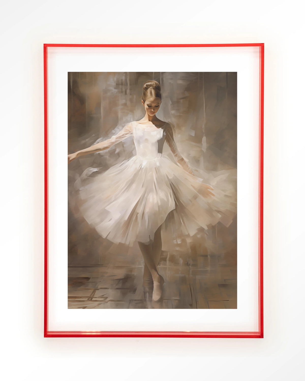 Dancing Ballerina – ballerina in witte tutu – Art print – Acryl roze