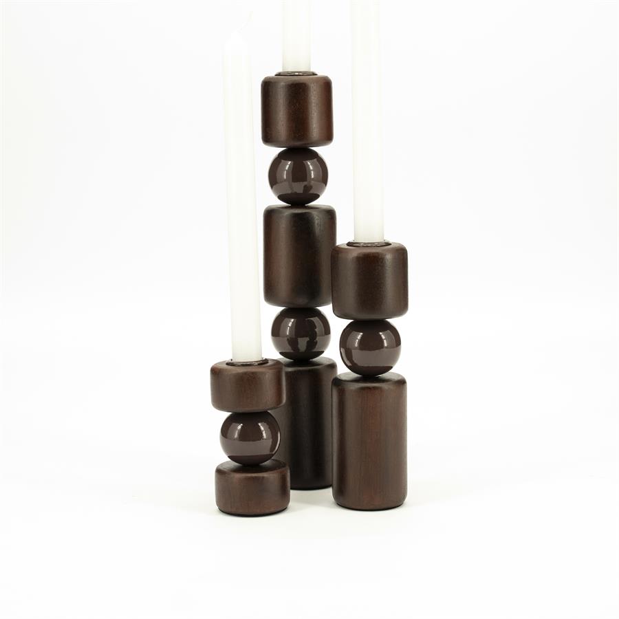 Candles Candle holder Belloa 5x5x11 / 5x5x20 / 5x5x27 – bruin | By Boo