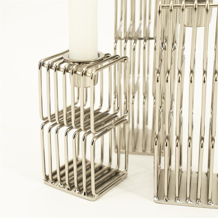 Candles Candle holder WireWorks 6,5x6x10 / 6,5x6x20 / 6,5x6x25 – silver | By Boo