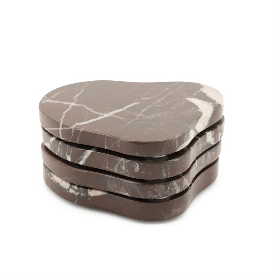 Tableware Coaster Rosso (set of 4) 11x10x6 – rood | By Boo