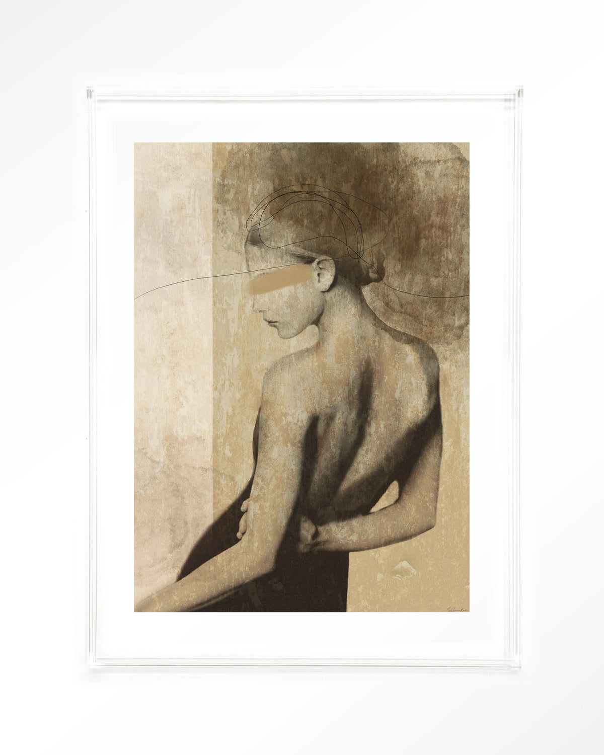 Back To You – vrouw van achteren in aardetinten – Art print – Acryl doorzichtig