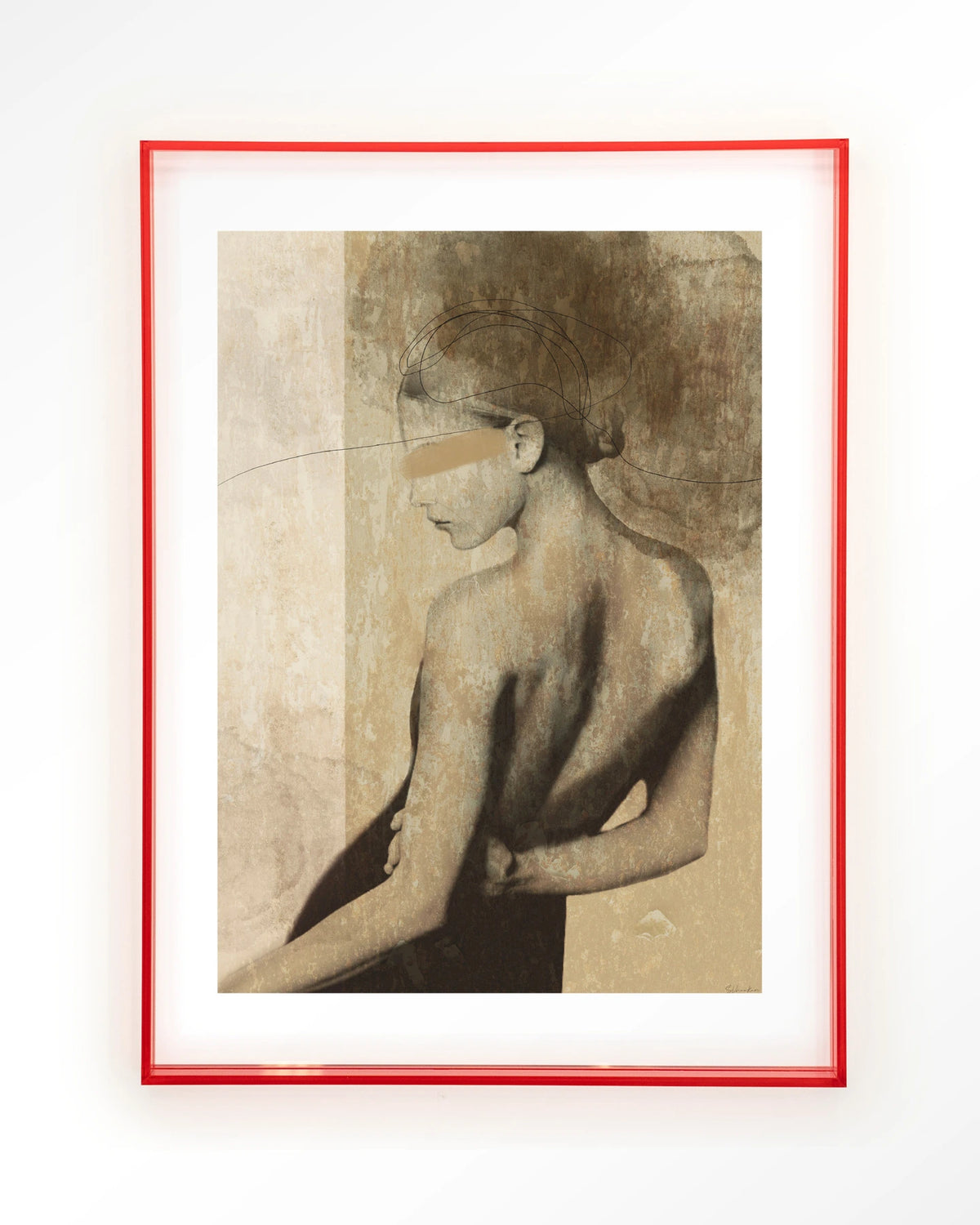 Back To You – vrouw van achteren in aardetinten – Art print – Acryl roze