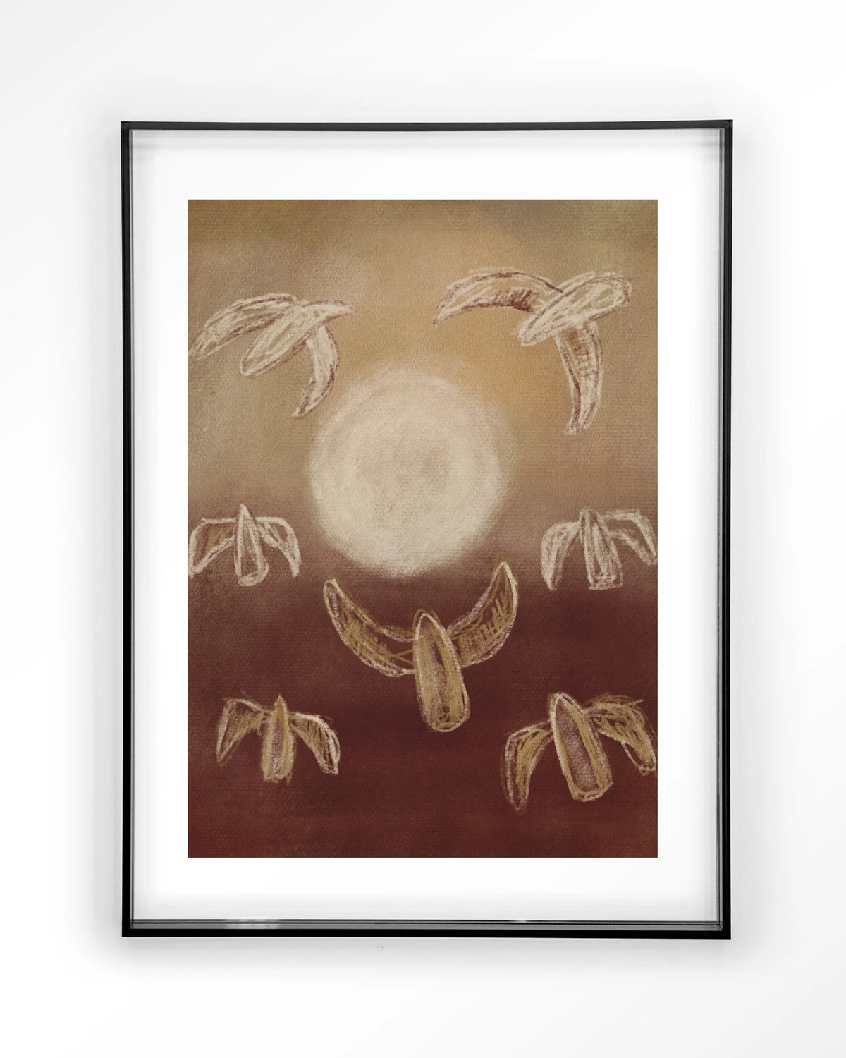 Birds By Night – abstracte vogels bij maanlicht – Art print – Acryl zwart