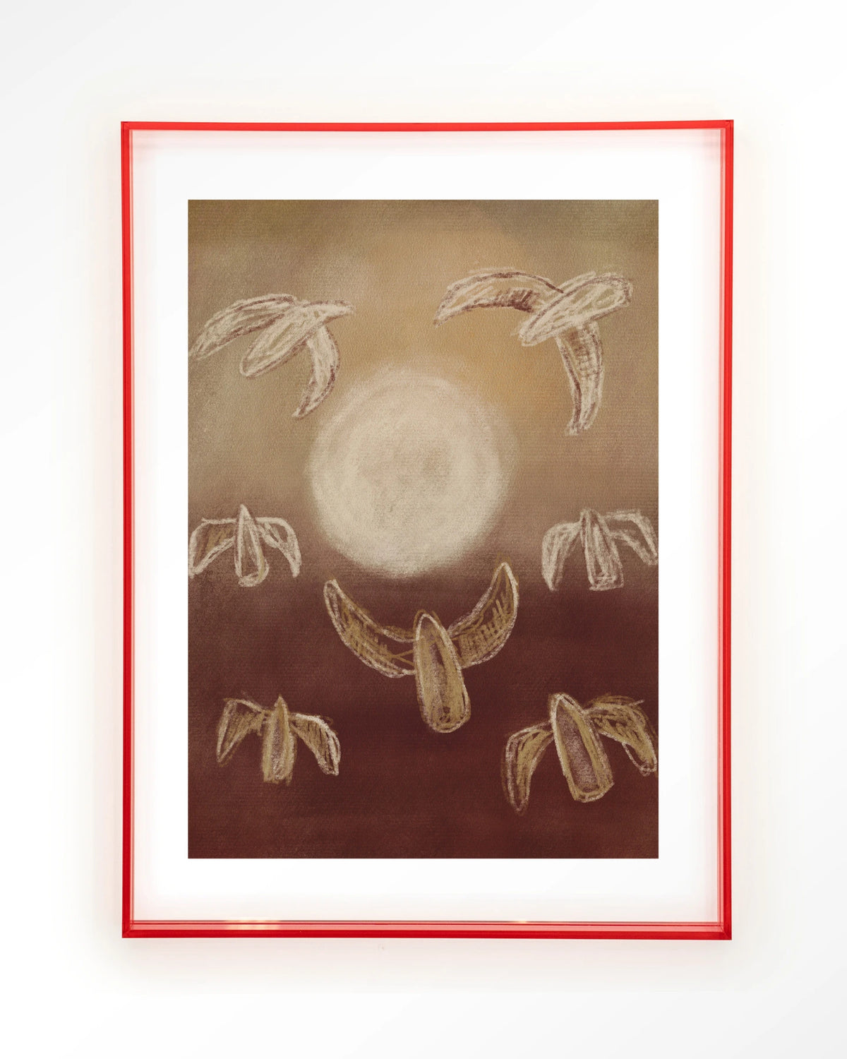 Birds By Night – abstracte vogels bij maanlicht – Art print – Acryl roze