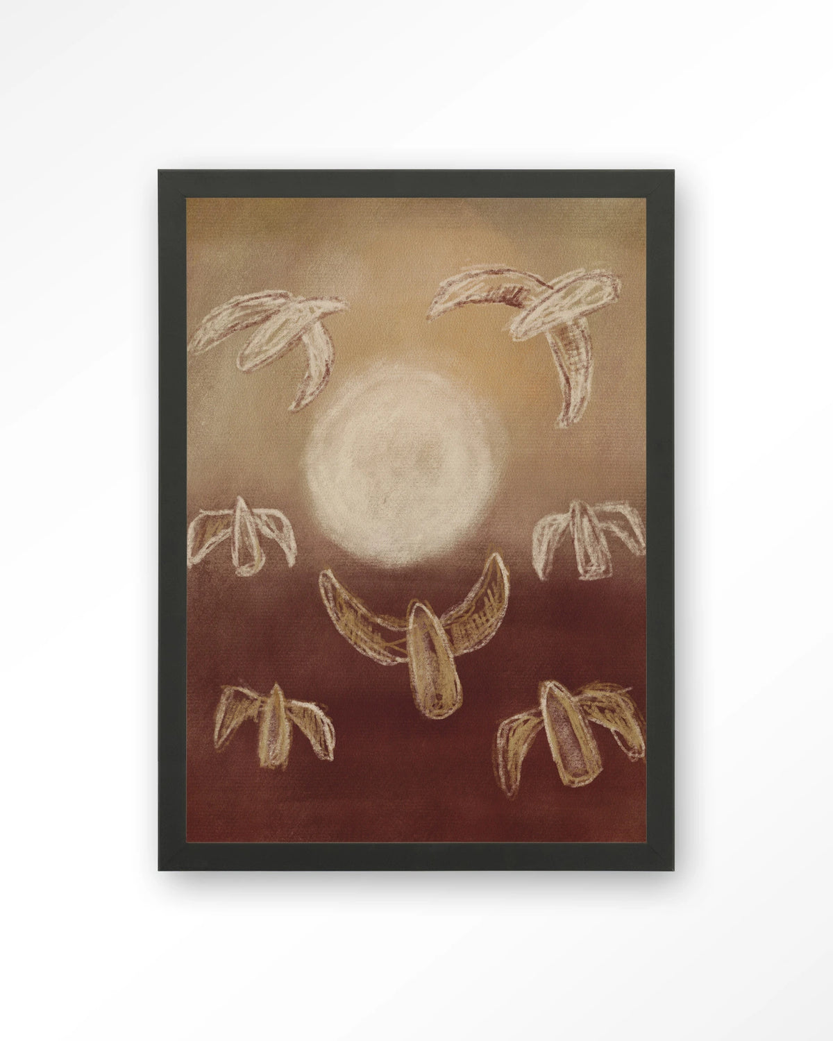 Birds By Night – abstracte vogels bij maanlicht – Art print – Hout zwart