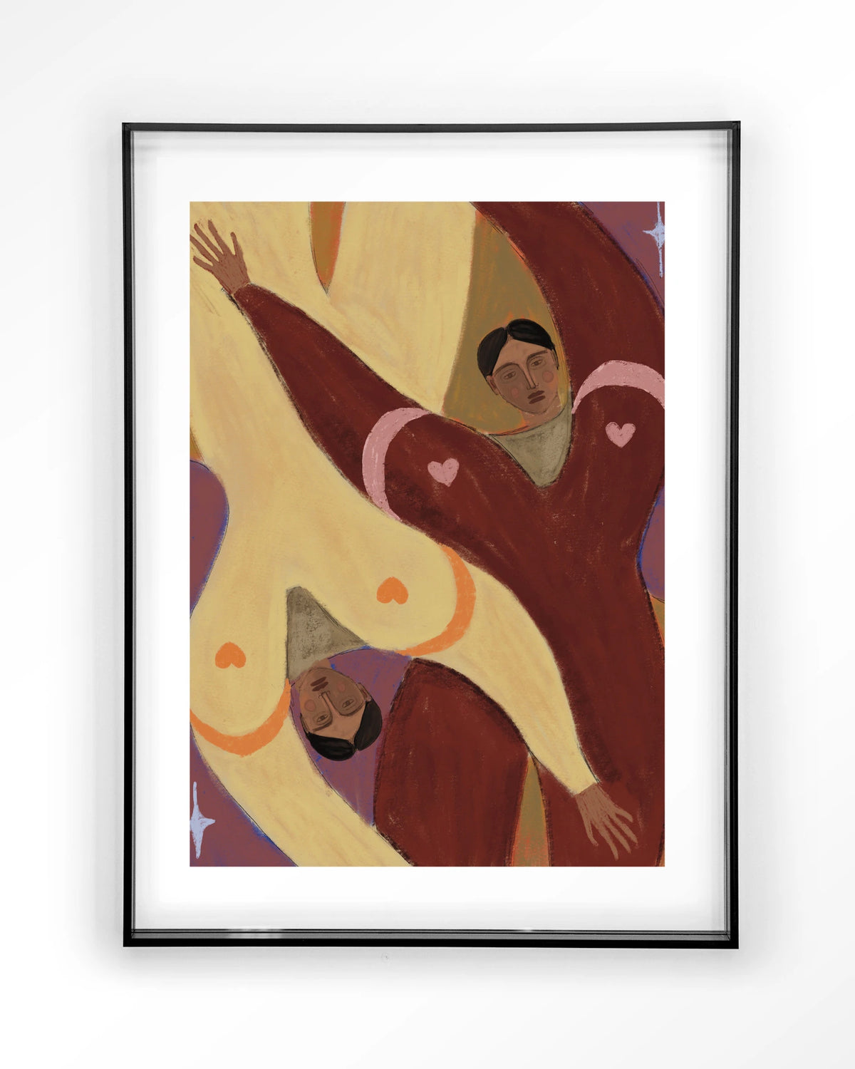 Stargazing – abstracte figuren met harten – Art print – Acryl zwart