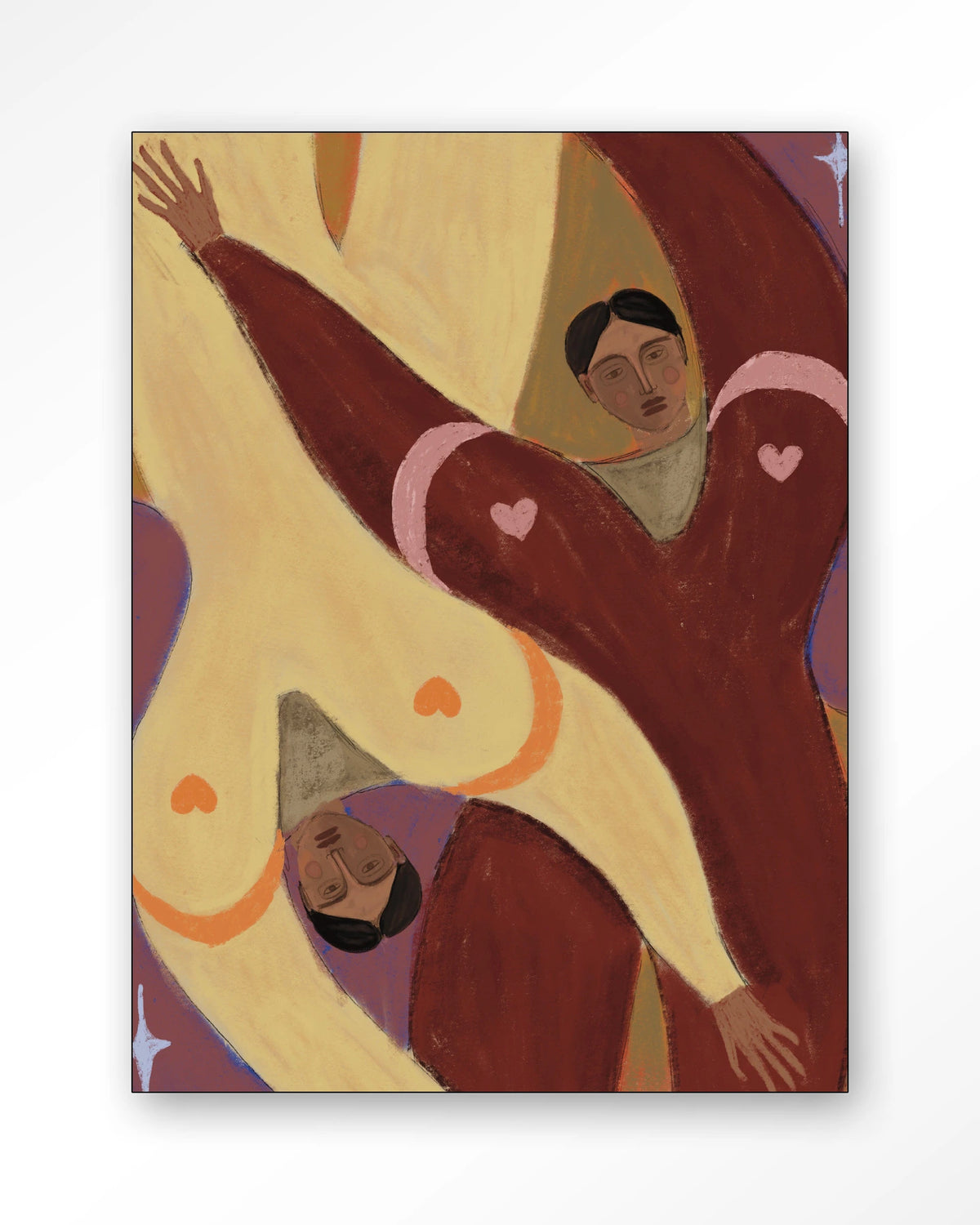 Stargazing – abstracte figuren met harten – Wandkleed – Frame – zwart