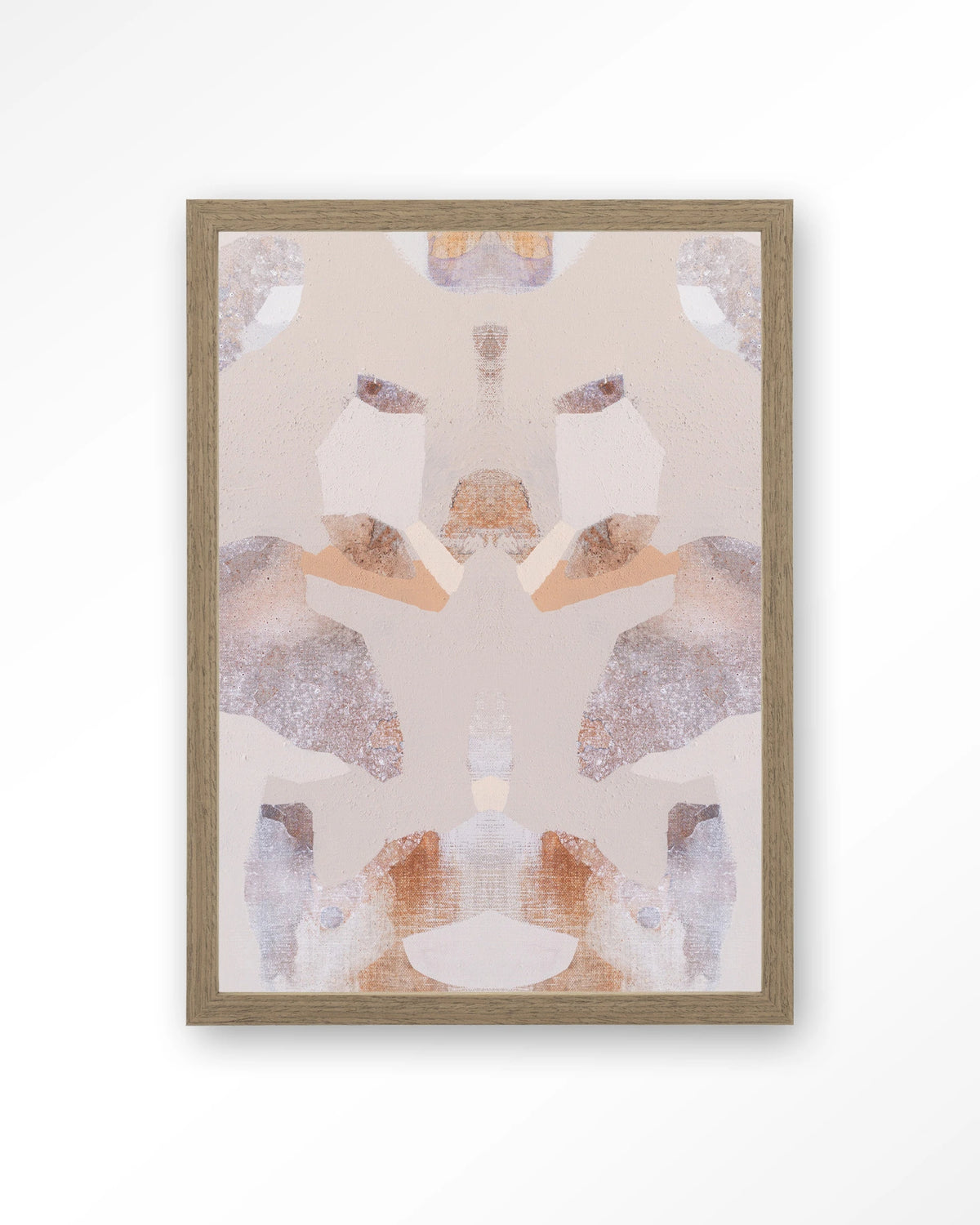 Sand Fox – abstract in beige en roze – Art print – Hout bruin