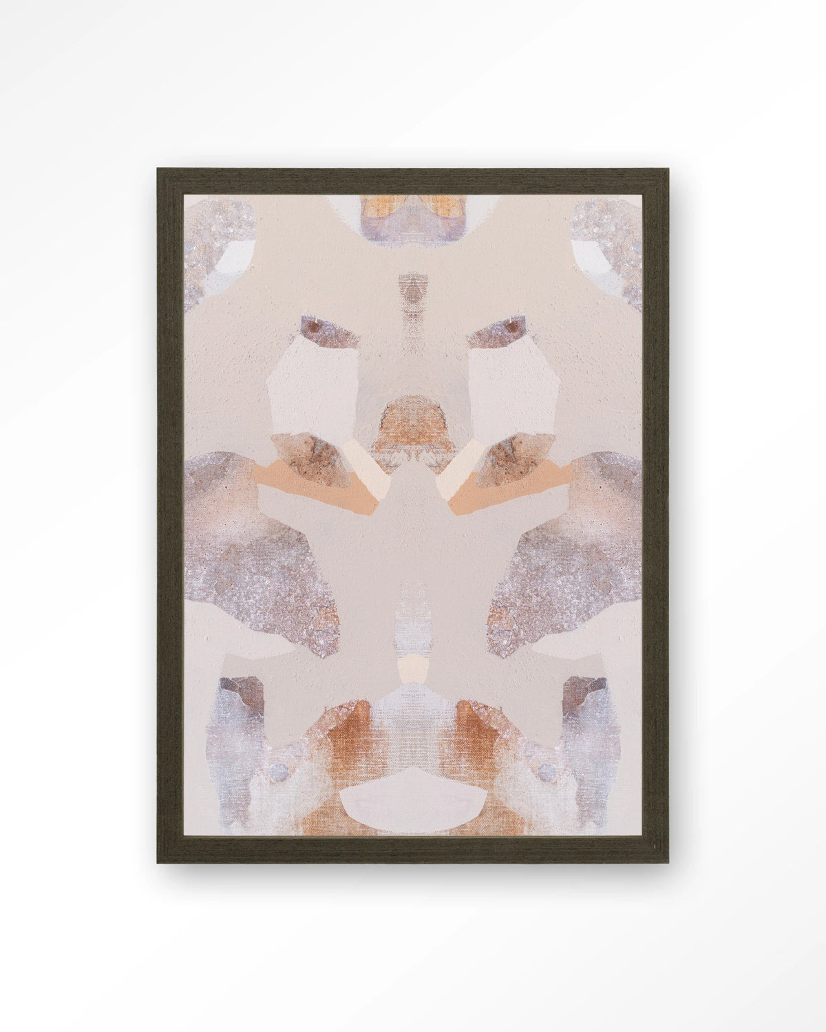 Sand Fox – abstract in beige en roze – Art print – Hout donkerbruin