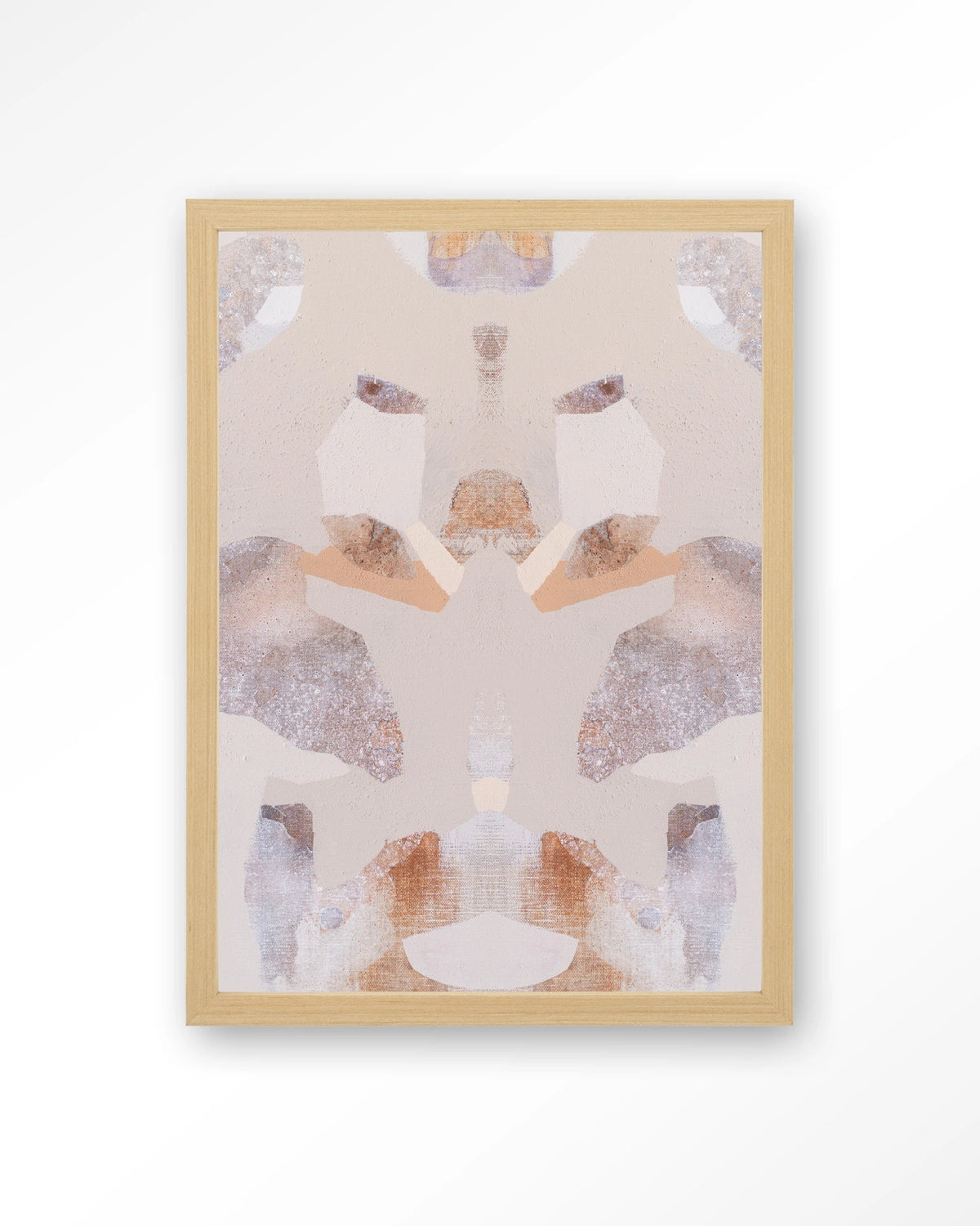 Sand Fox – abstract in beige en roze – Art print – Hout naturel