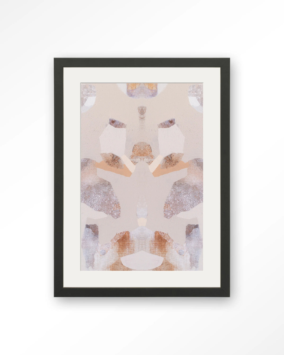 Sand Fox – abstract in beige en roze – Art print – Hout zwart + passe-partout