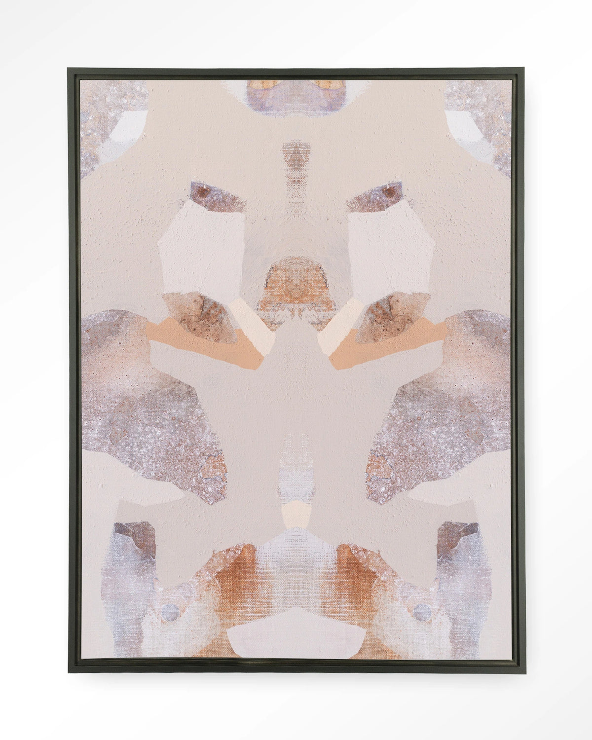 Sand Fox – abstract in beige en roze – Wandkleed – Floating frame – zwart