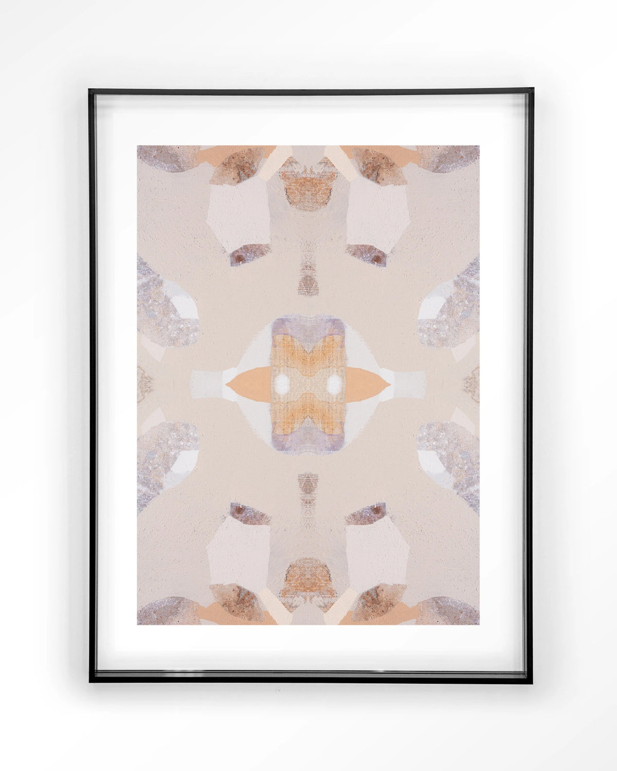 Mountain Lion – symmetrisch patroon in beige en oranje – Art print – Acryl zwart