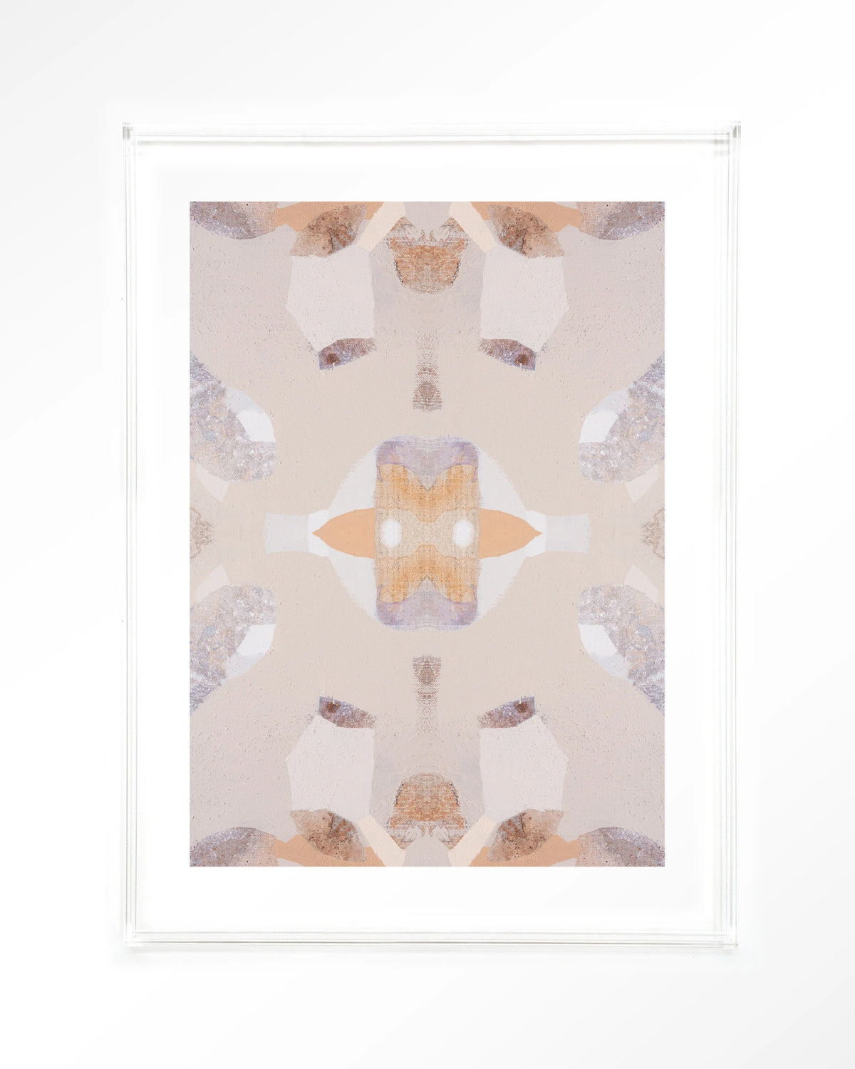 Mountain Lion – symmetrisch patroon in beige en oranje – Art print – Acryl doorzichtig