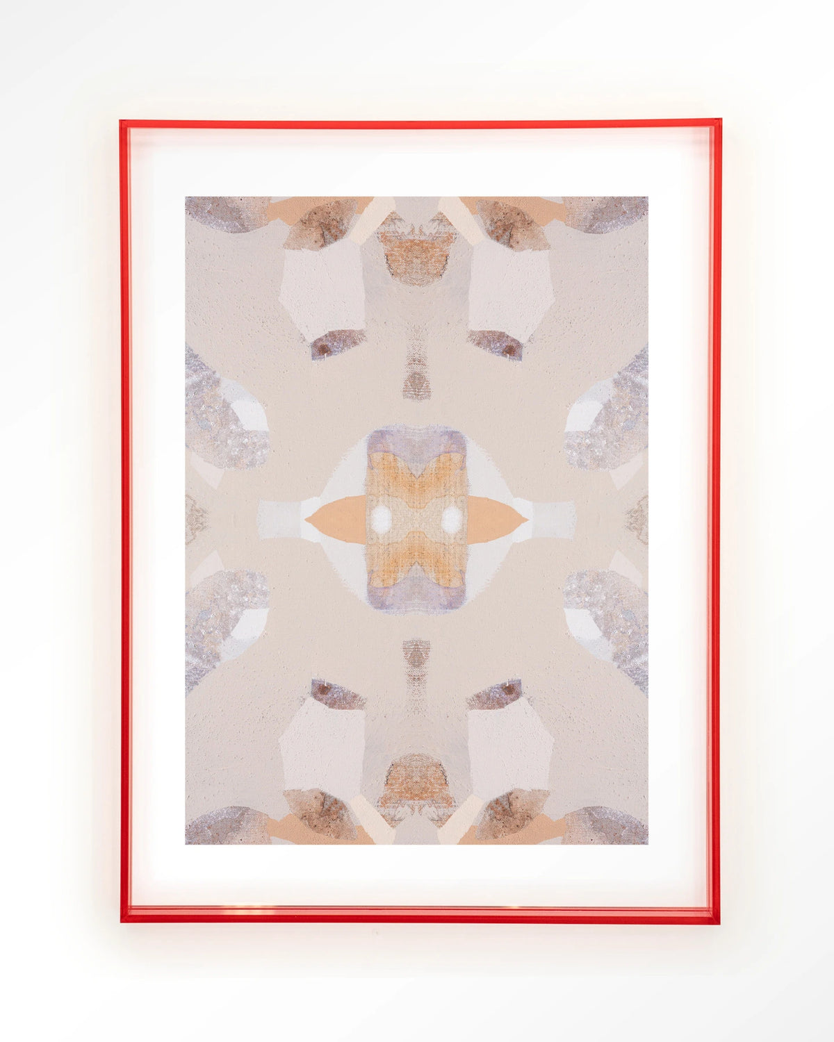 Mountain Lion – symmetrisch patroon in beige en oranje – Art print – Acryl roze