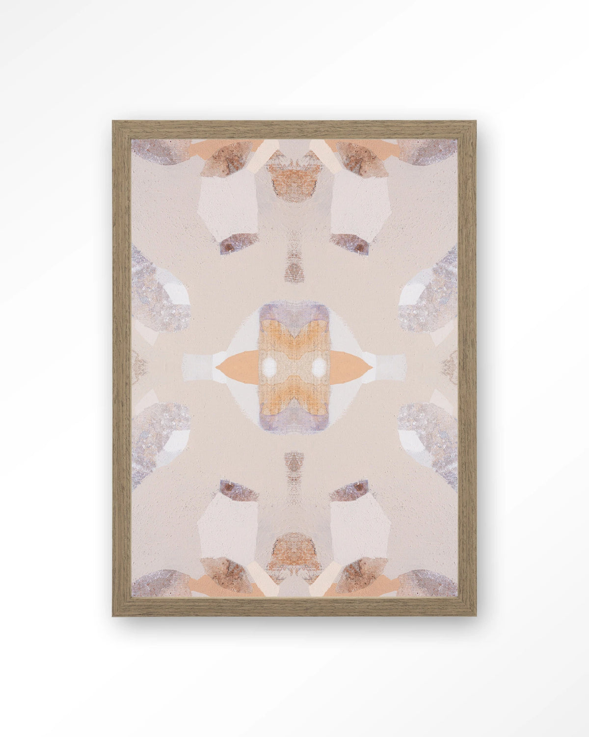 Mountain Lion – symmetrisch patroon in beige en oranje – Art print – Hout bruin