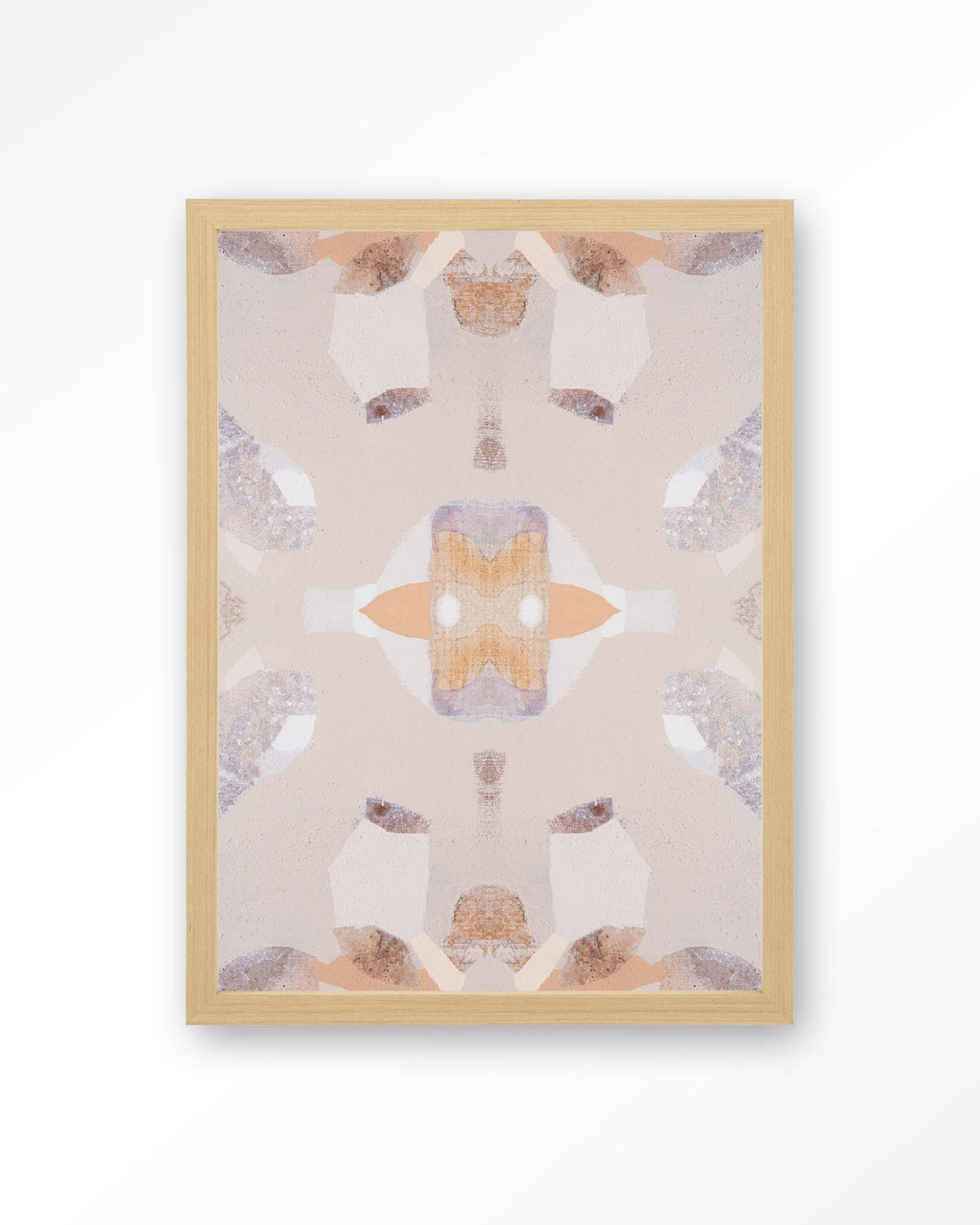 Mountain Lion – symmetrisch patroon in beige en oranje – Art print – Hout naturel