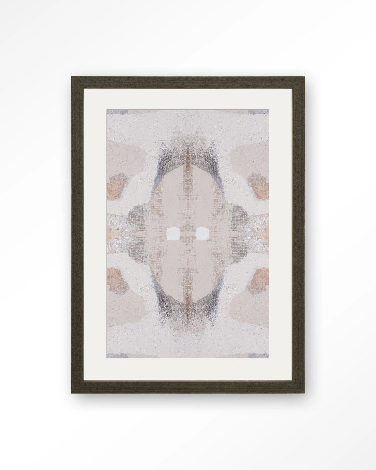 Chiru Antelope – abstract in beige en grijs – Art print – Hout donkerbruin + passe-partout