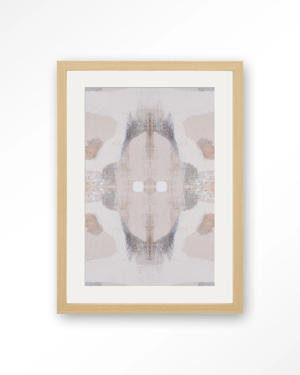 Chiru Antelope – abstract in beige en grijs – Art print – Hout naturel + passe-partout