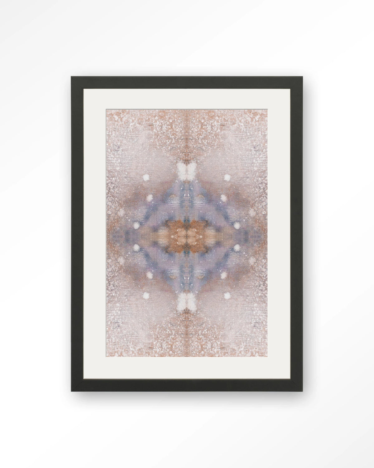 Iberian Lynx – abstract in roze en blauw – Art print – Hout zwart + passe-partout