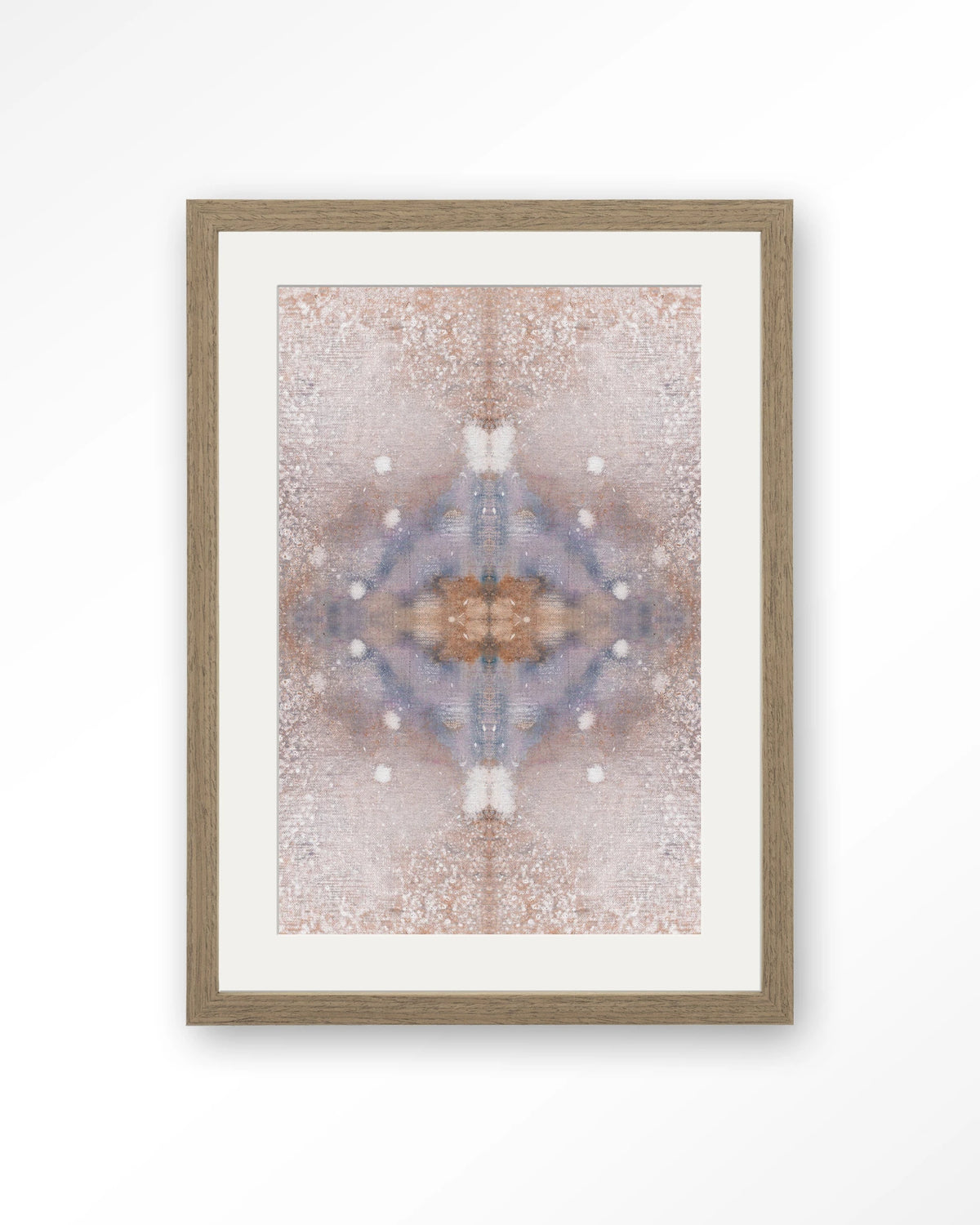 Iberian Lynx – abstract in roze en blauw – Art print – Hout bruin + passe-partout
