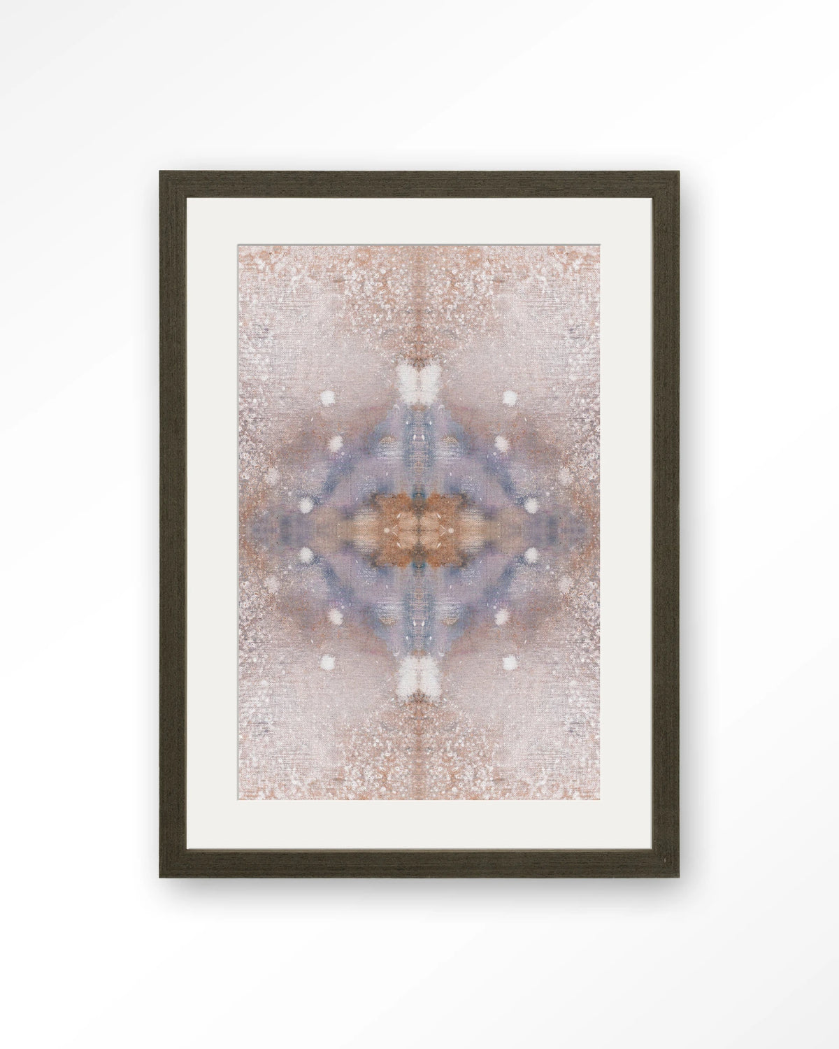 Iberian Lynx – abstract in roze en blauw – Art print – Hout donkerbruin + passe-partout