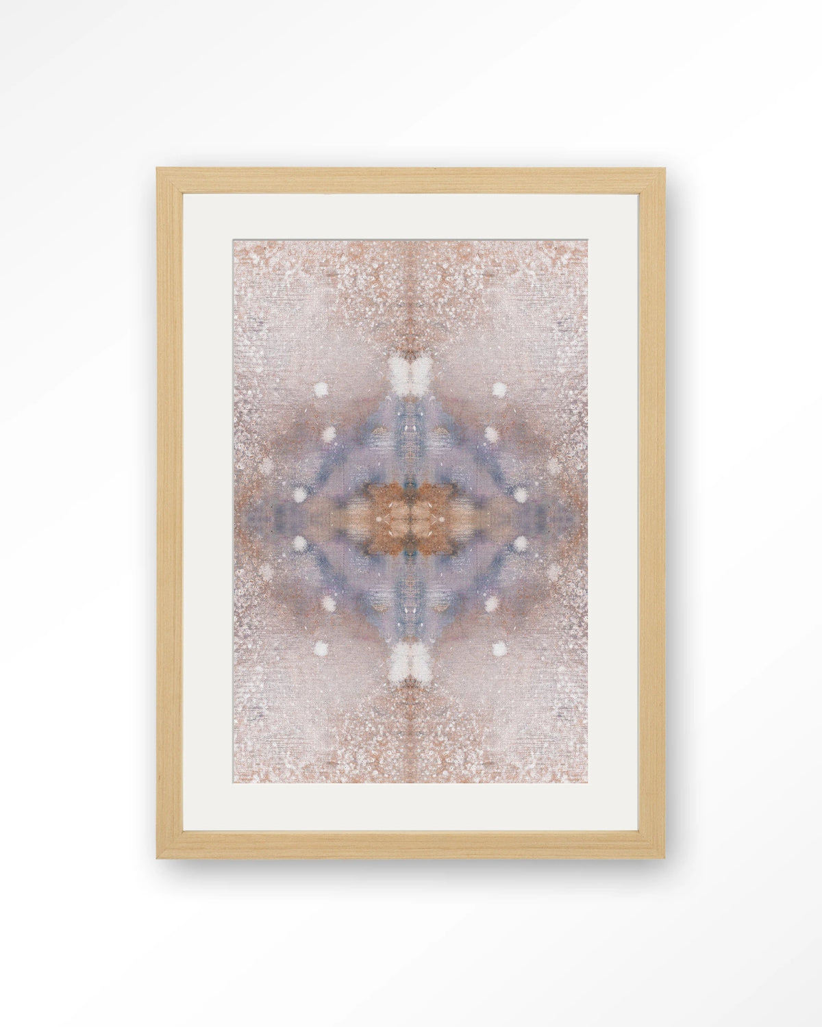 Iberian Lynx – abstract in roze en blauw – Art print – Hout naturel + passe-partout