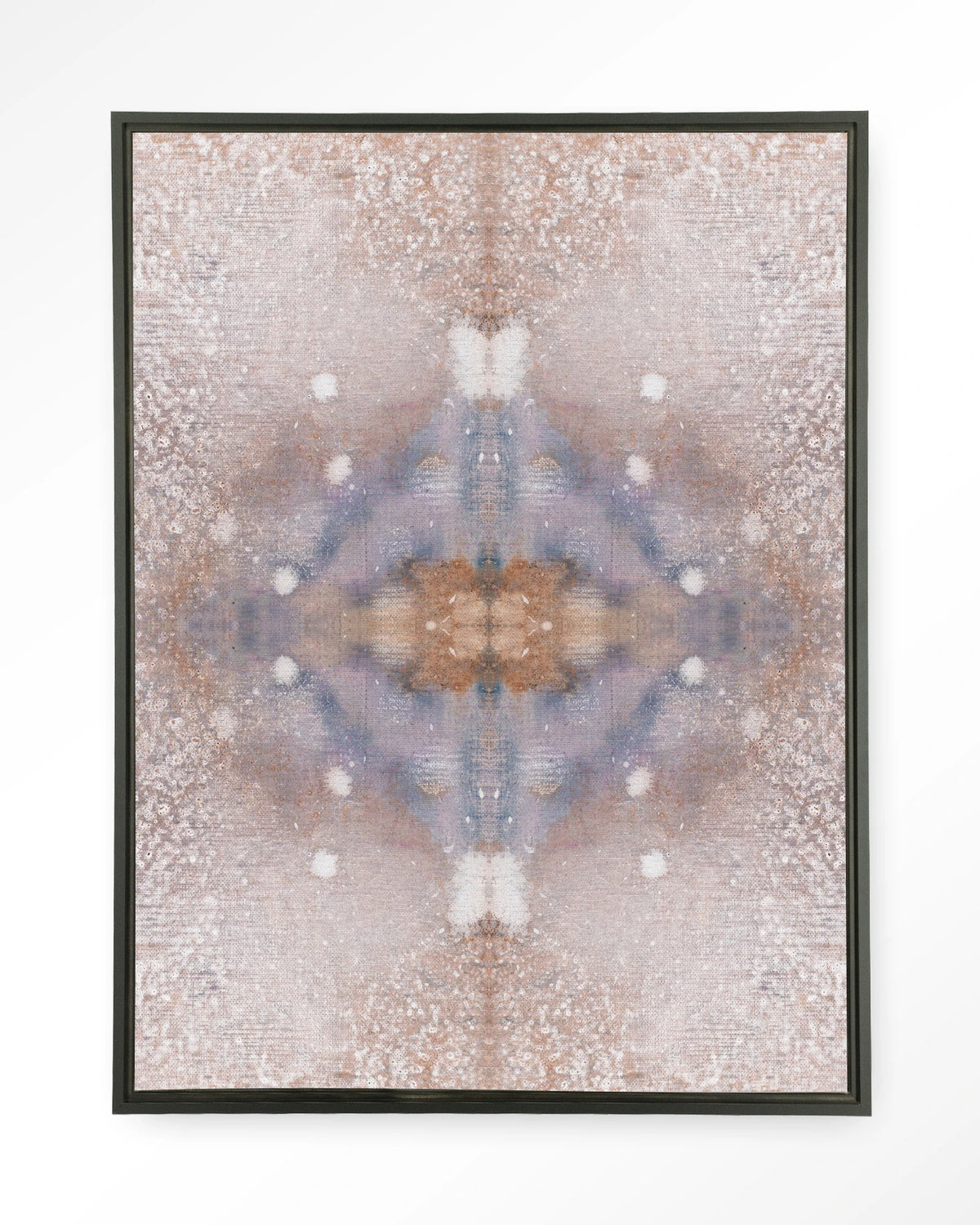 Iberian Lynx – abstract in roze en blauw – Wandkleed – Floating frame – zwart