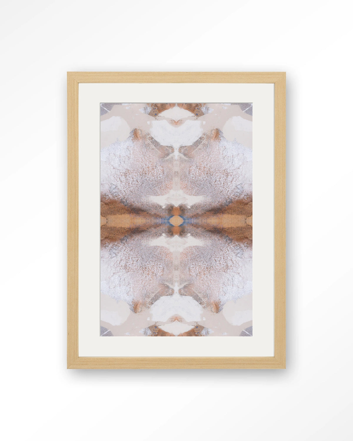 Spanish Eagle – abstract in beige en bruin – Art print – Hout naturel + passe-partout