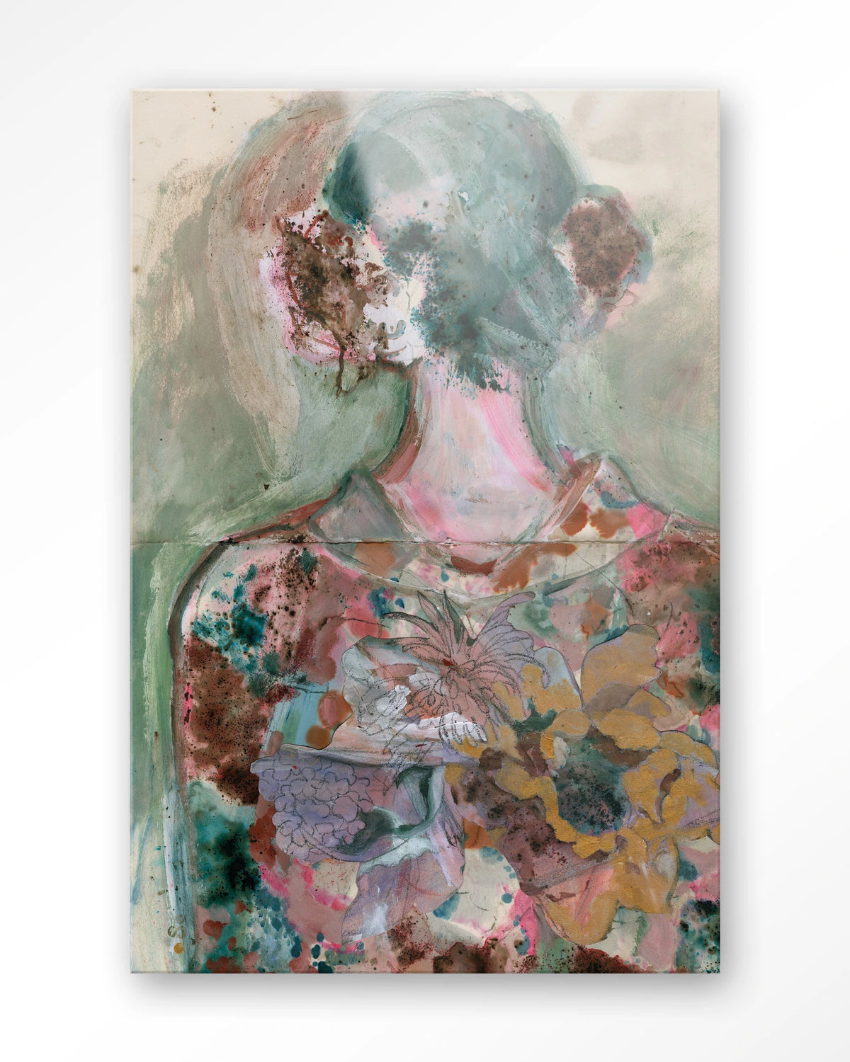 Eclectic – abstract vrouwelijk figuur met bloemen – Glas – Blinde montage