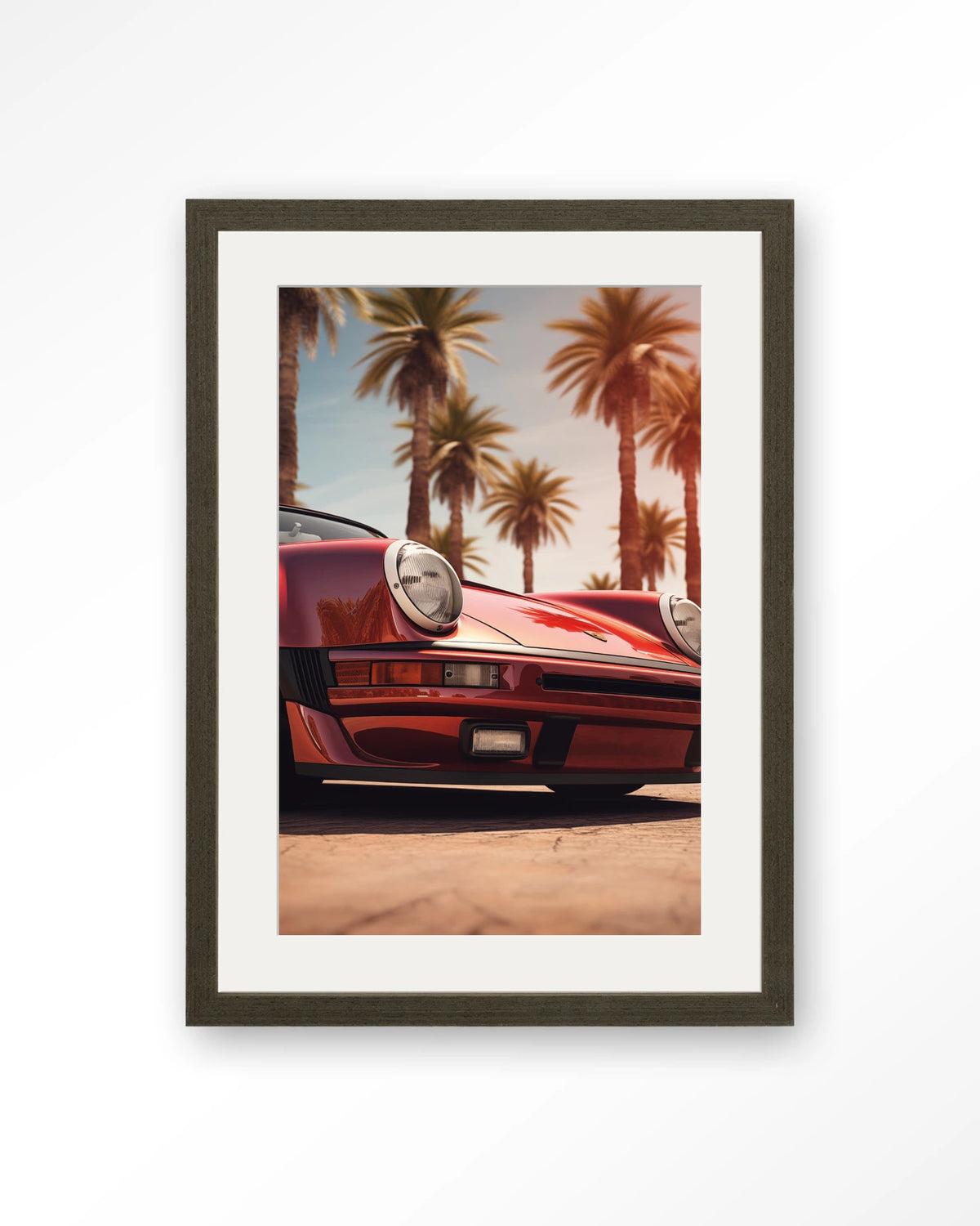 Palm Springs – Art print – Hout donkerbruin + passe-partout
