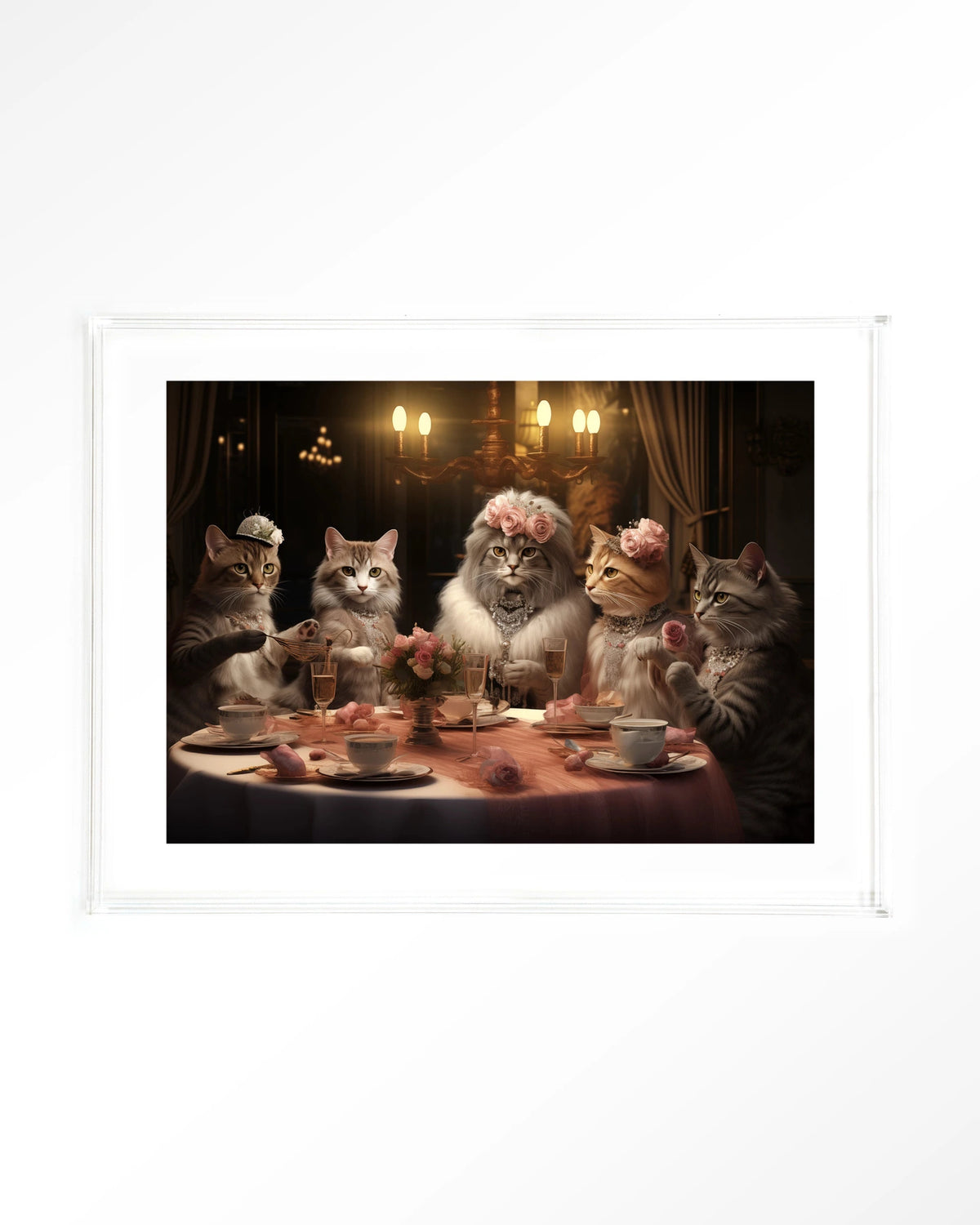 High Cat Tea – katten bij high tea – Art print – Acryl doorzichtig