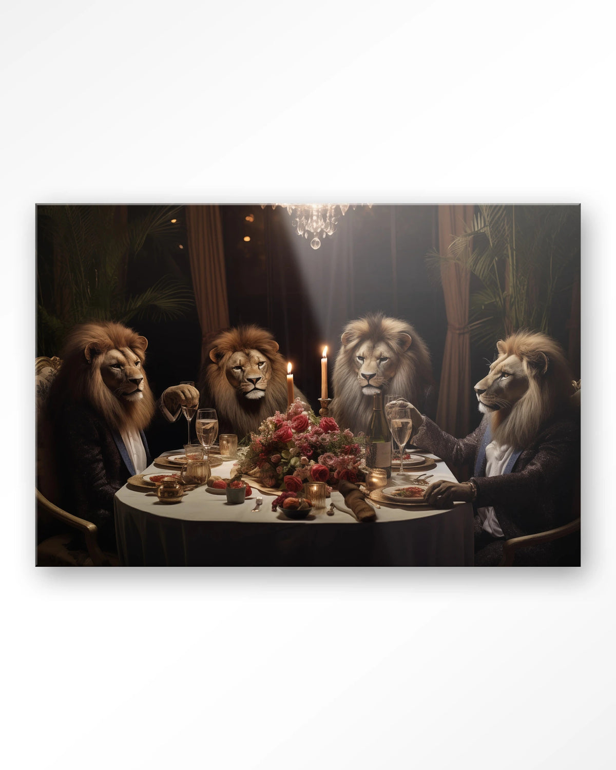Lions Dinner – leeuwen aan een diner – Glas – Blinde montage