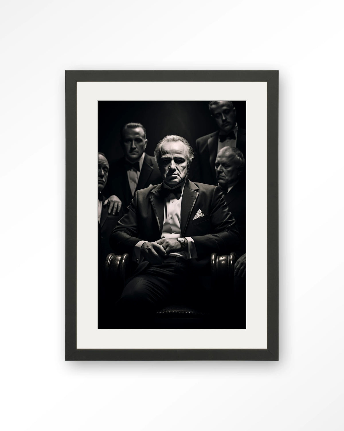 Dons Legacy – maffiabaas in zwart-wit – Art print – Hout zwart + passe-partout