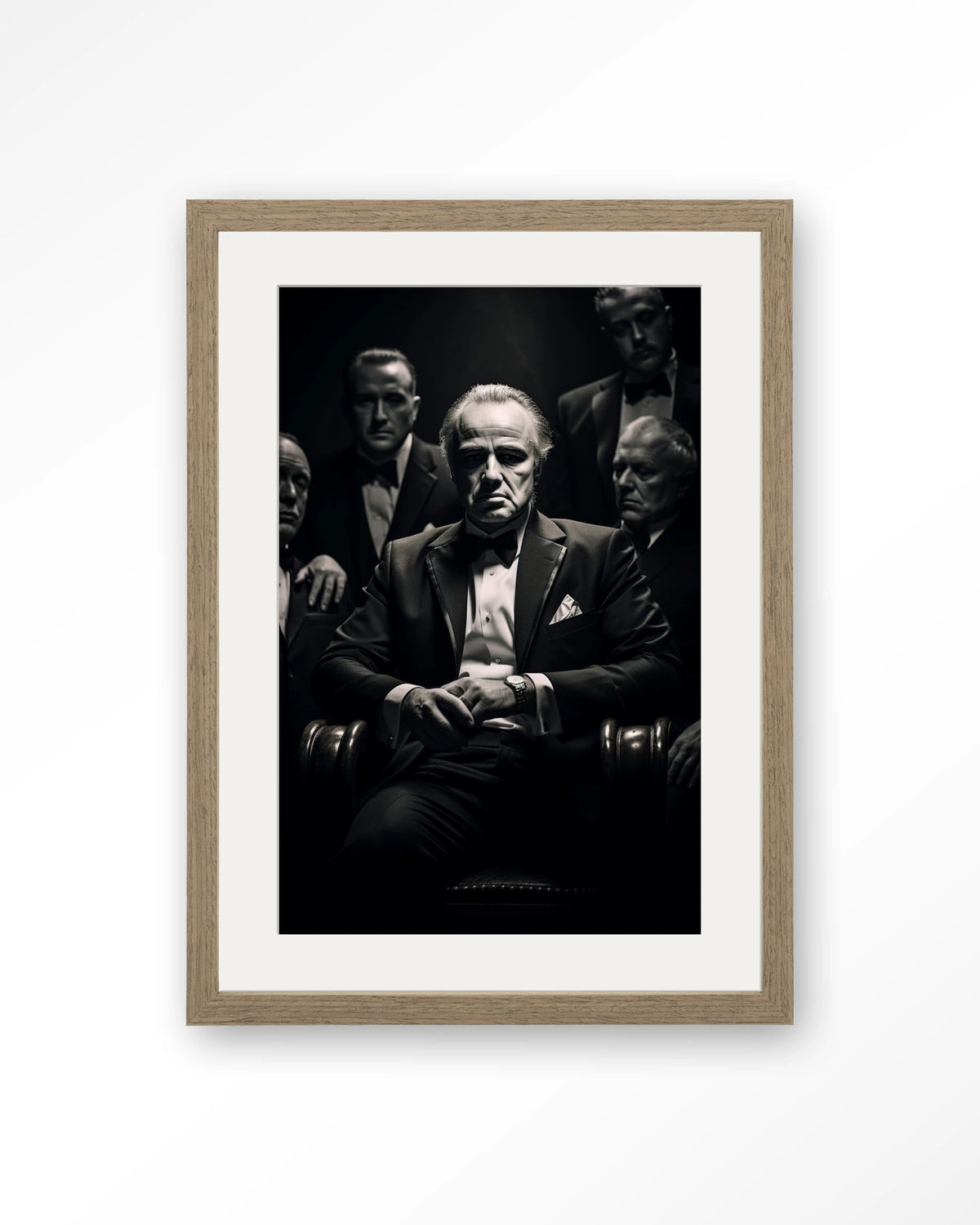 Dons Legacy – maffiabaas in zwart-wit – Art print – Hout bruin + passe-partout