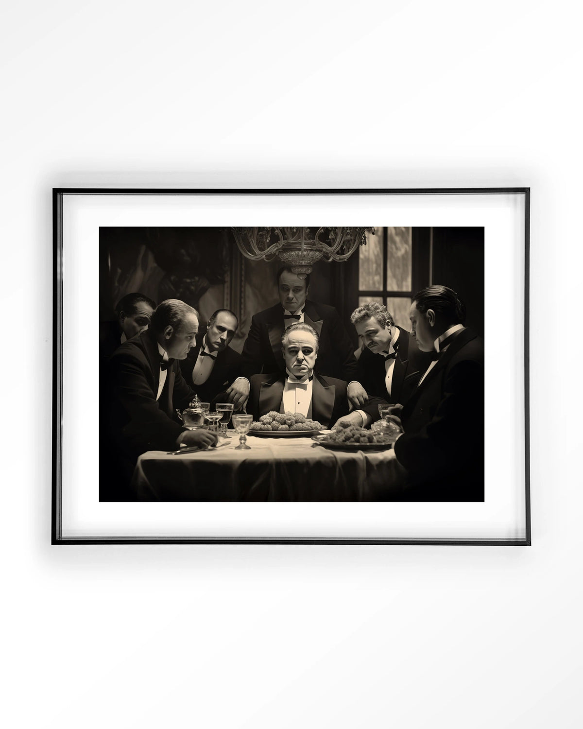 Dinner With Gangsters – gangsters aan diner in zwart-wit – Art print – Acryl zwart