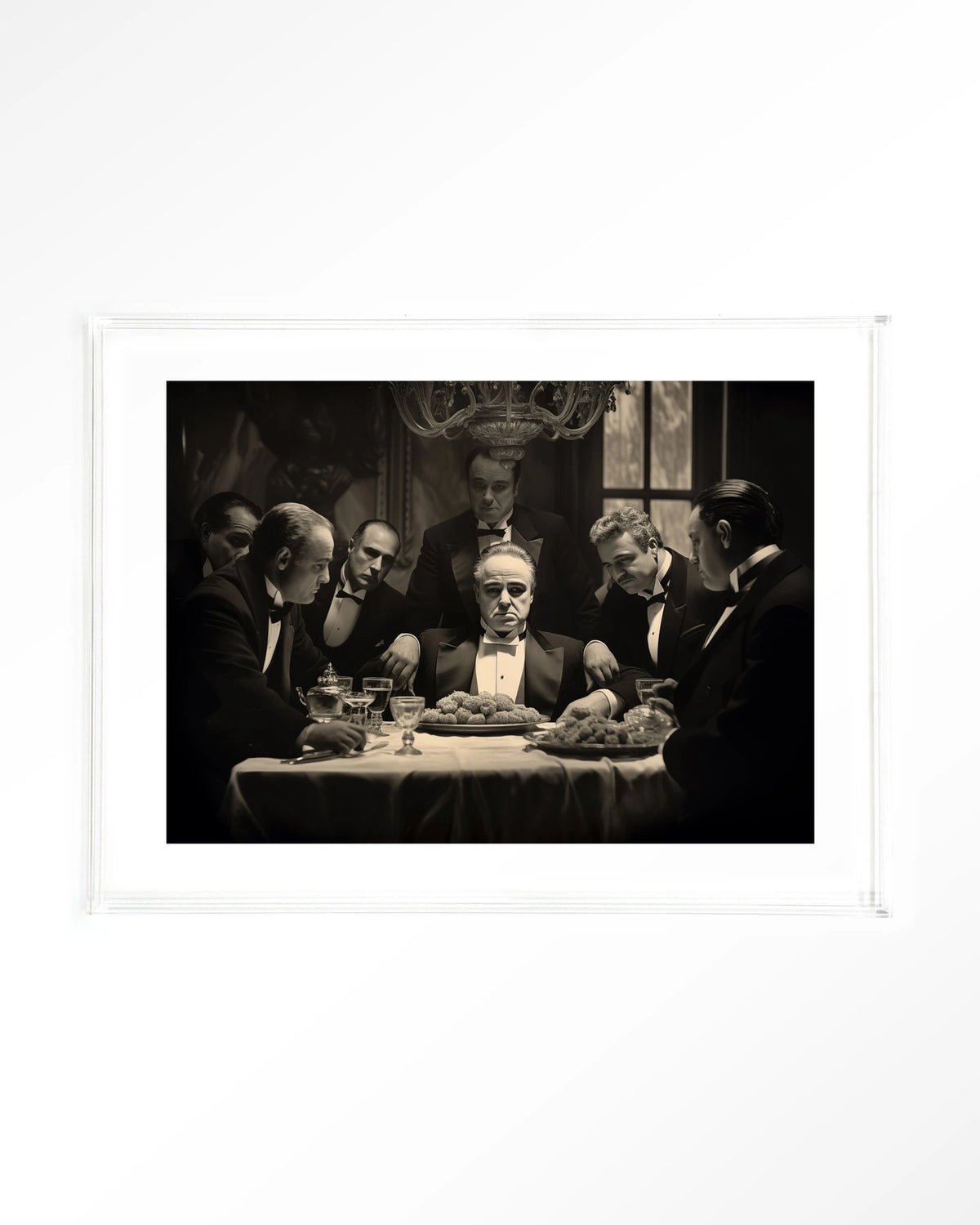 Dinner With Gangsters – gangsters aan diner in zwart-wit – Art print – Acryl doorzichtig