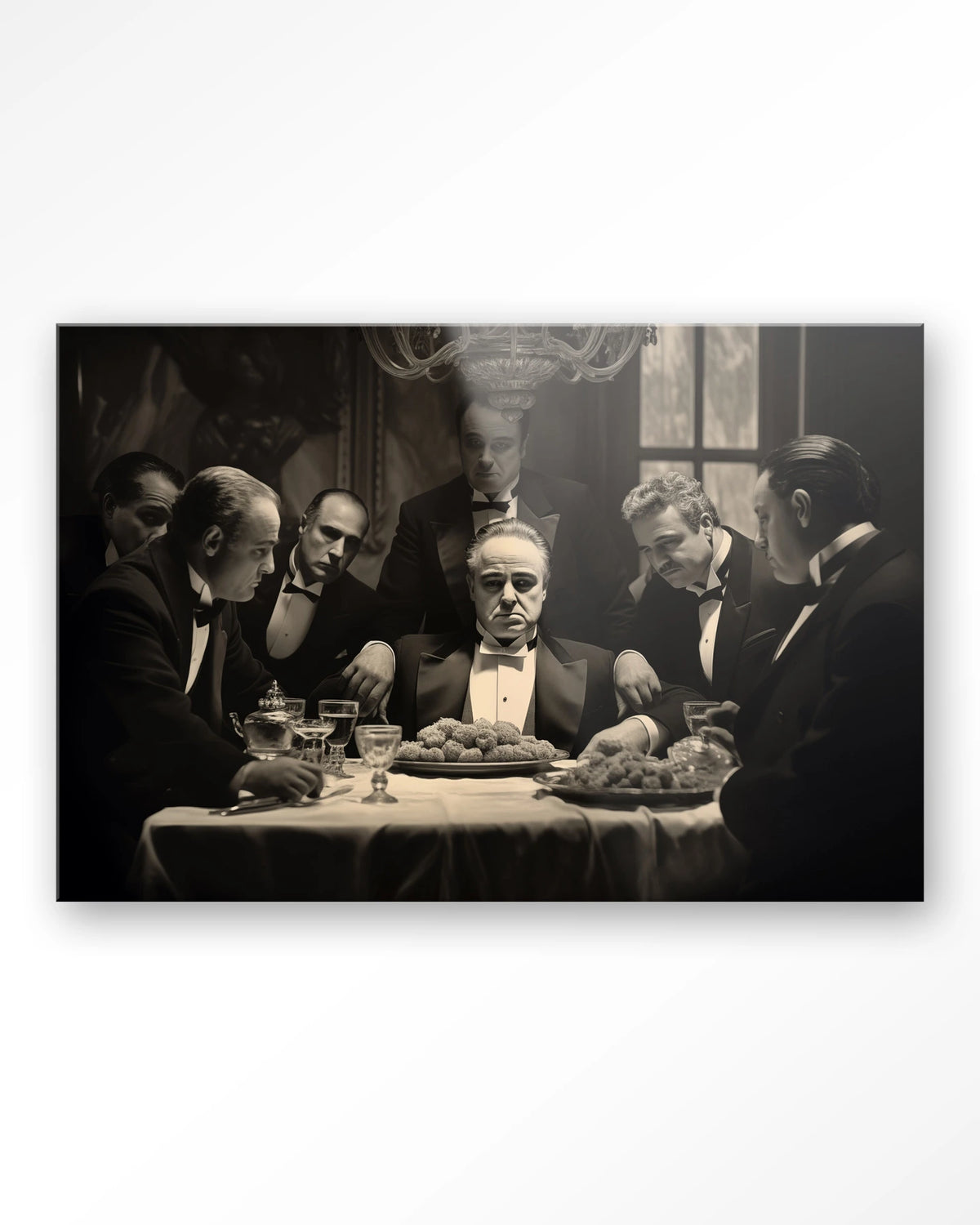 Dinner With Gangsters – gangsters aan diner in zwart-wit – Glas – Blinde montage