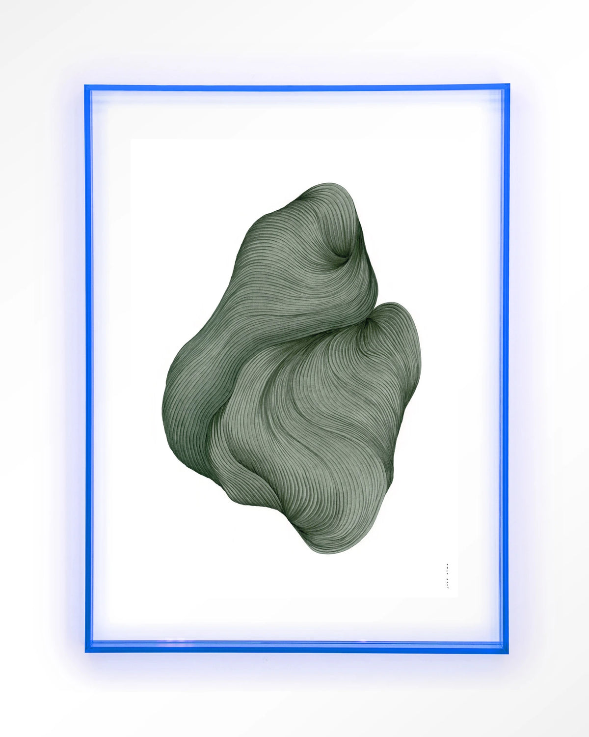 DWG-J – lijnkunst abstract in groen – Art print – Acryl lichtblauw