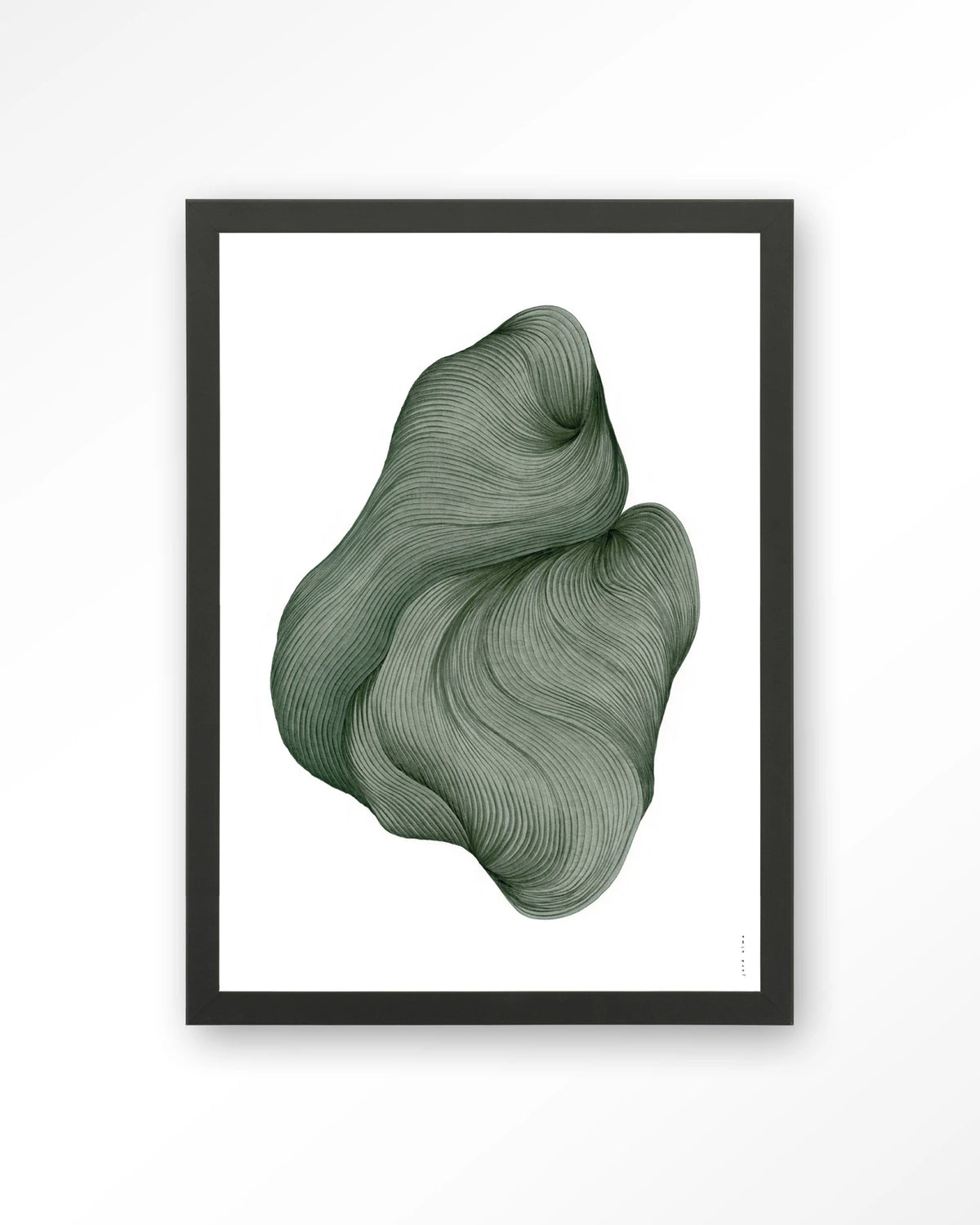 DWG-J – lijnkunst abstract in groen – Art print – Hout zwart