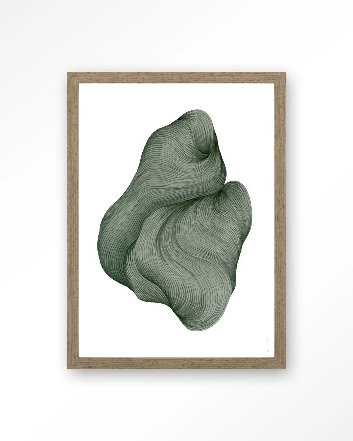 DWG-J – lijnkunst abstract in groen – Art print – Hout bruin