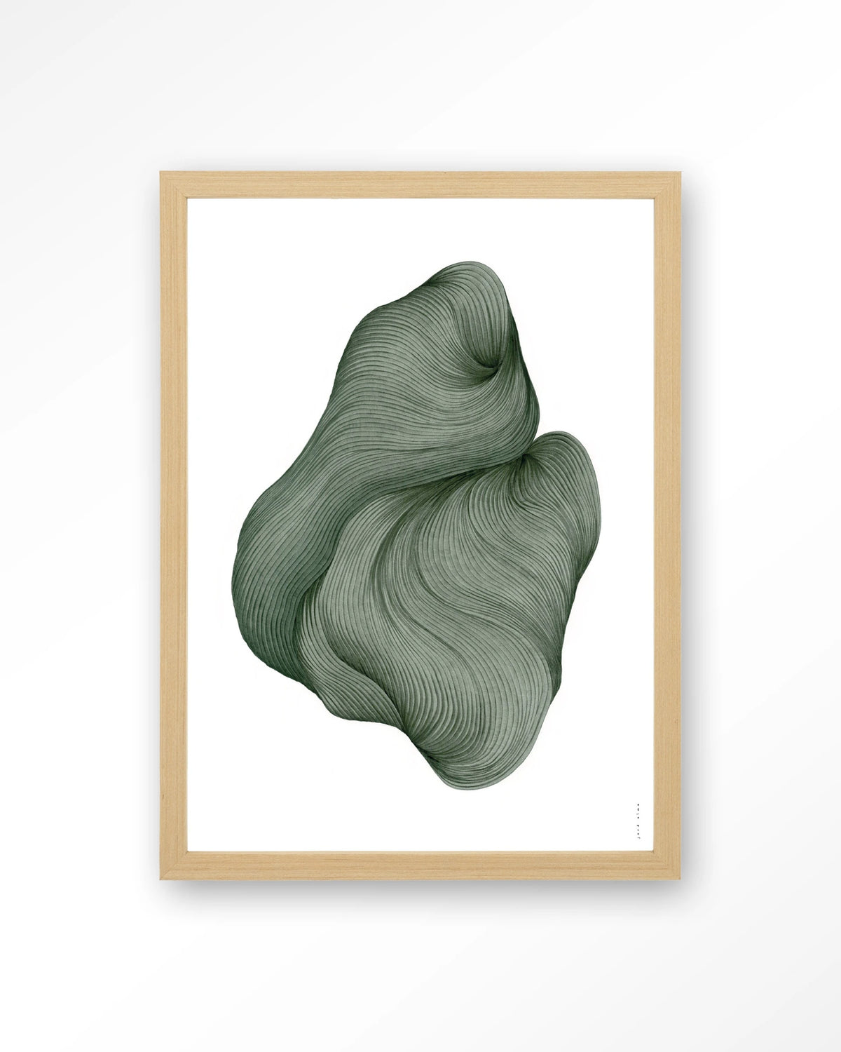 DWG-J – lijnkunst abstract in groen – Art print – Hout naturel