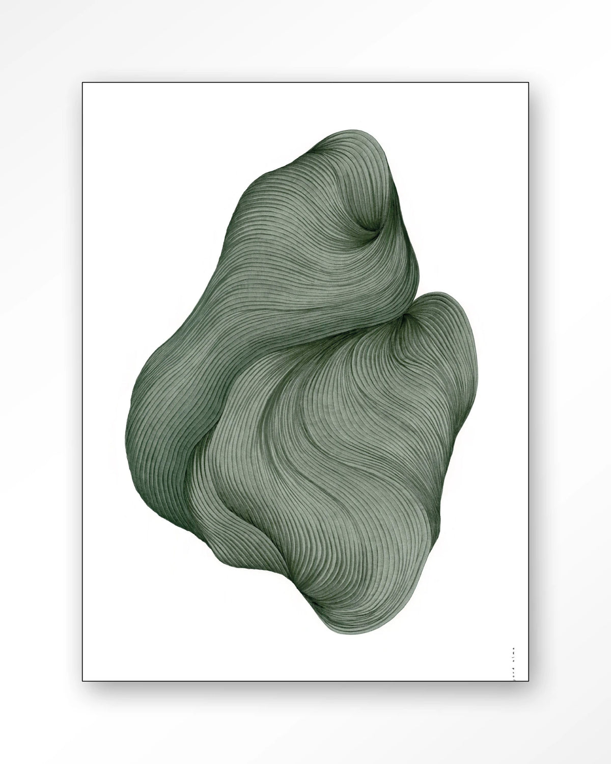 DWG-J – lijnkunst abstract in groen – Wandkleed – Frame – zwart