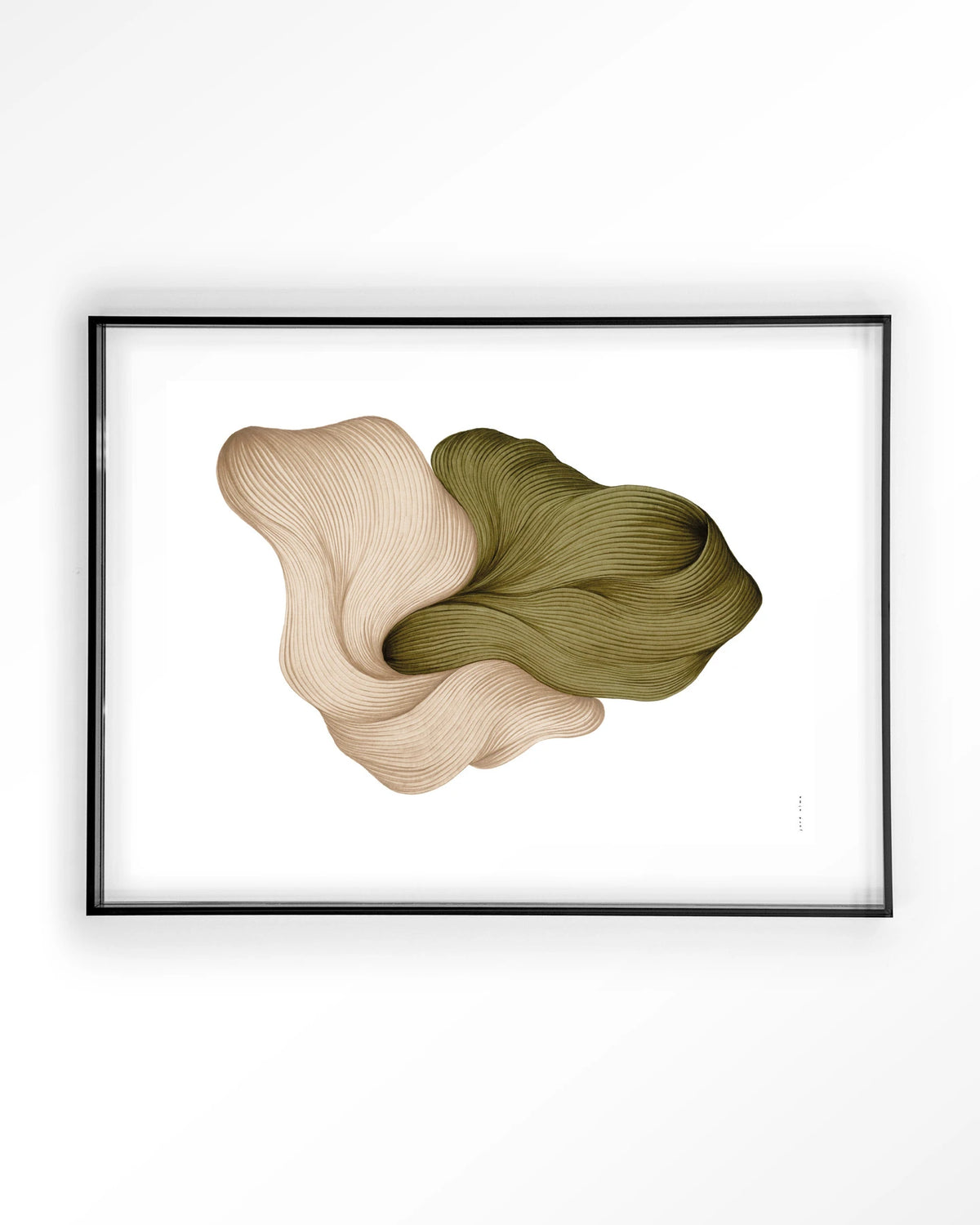 DWG-K – lijntekening in groen en beige – Art print – Acryl zwart